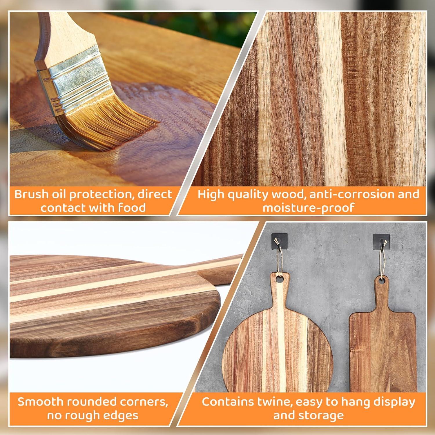 Juego de 2 Tablas de Cortar de Madera de Acacia Hsei 40.64x30.48cm