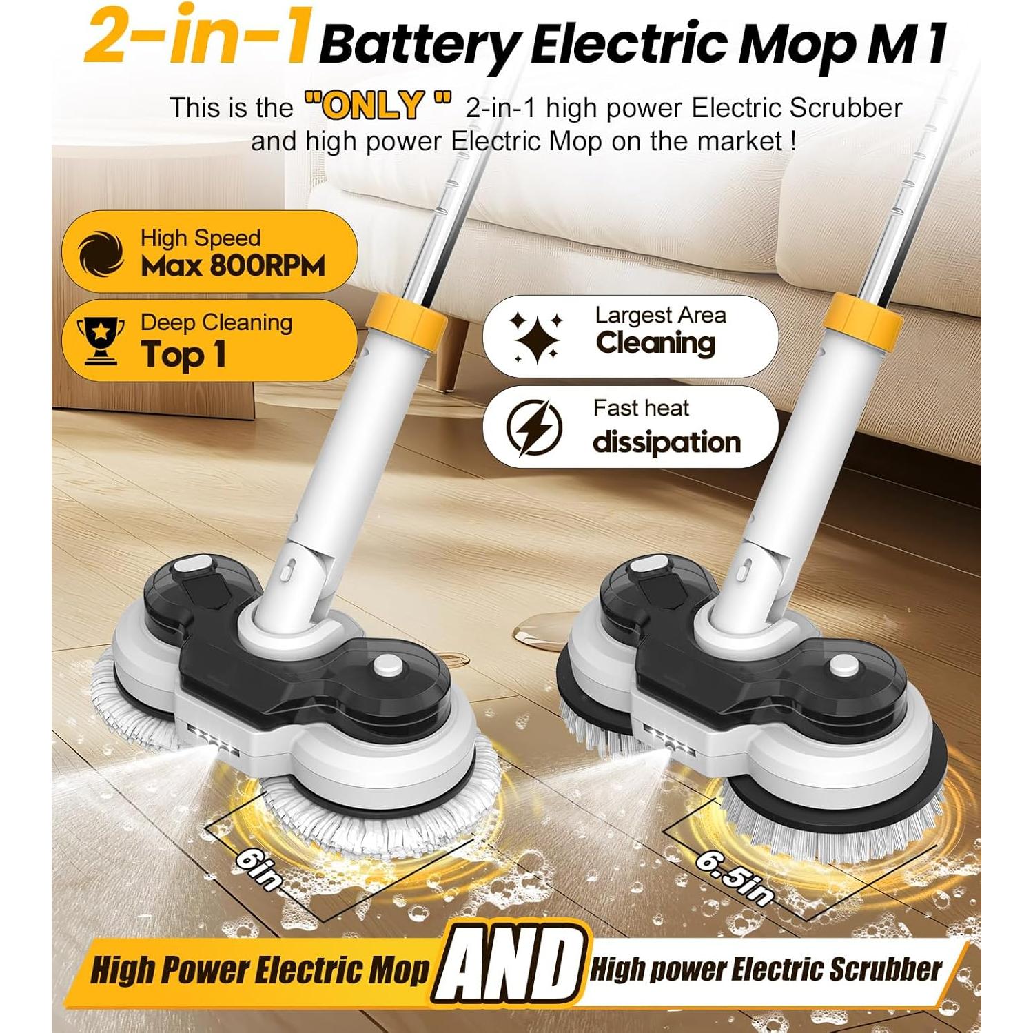 Mopa Eléctrica Inalámbrica Qimedo M1 800RPM con Luz LED