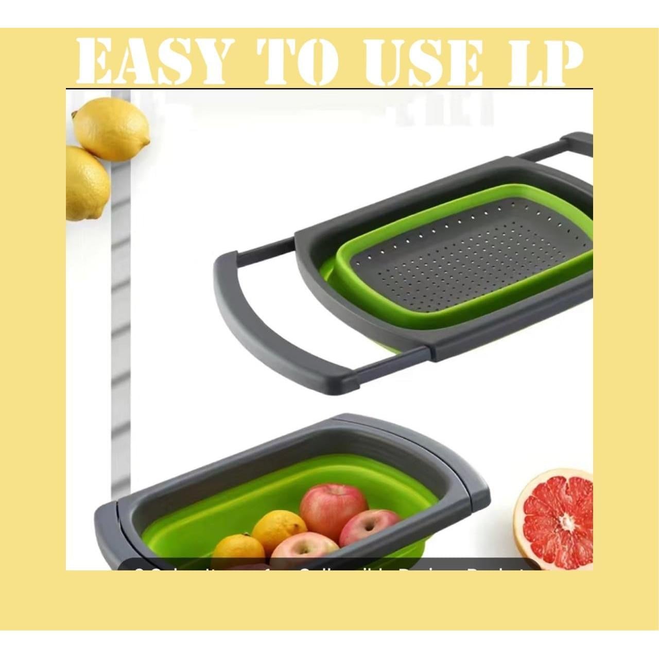 Colador Plegable Genérico Verde 9 Litros con Mangos Extensibles