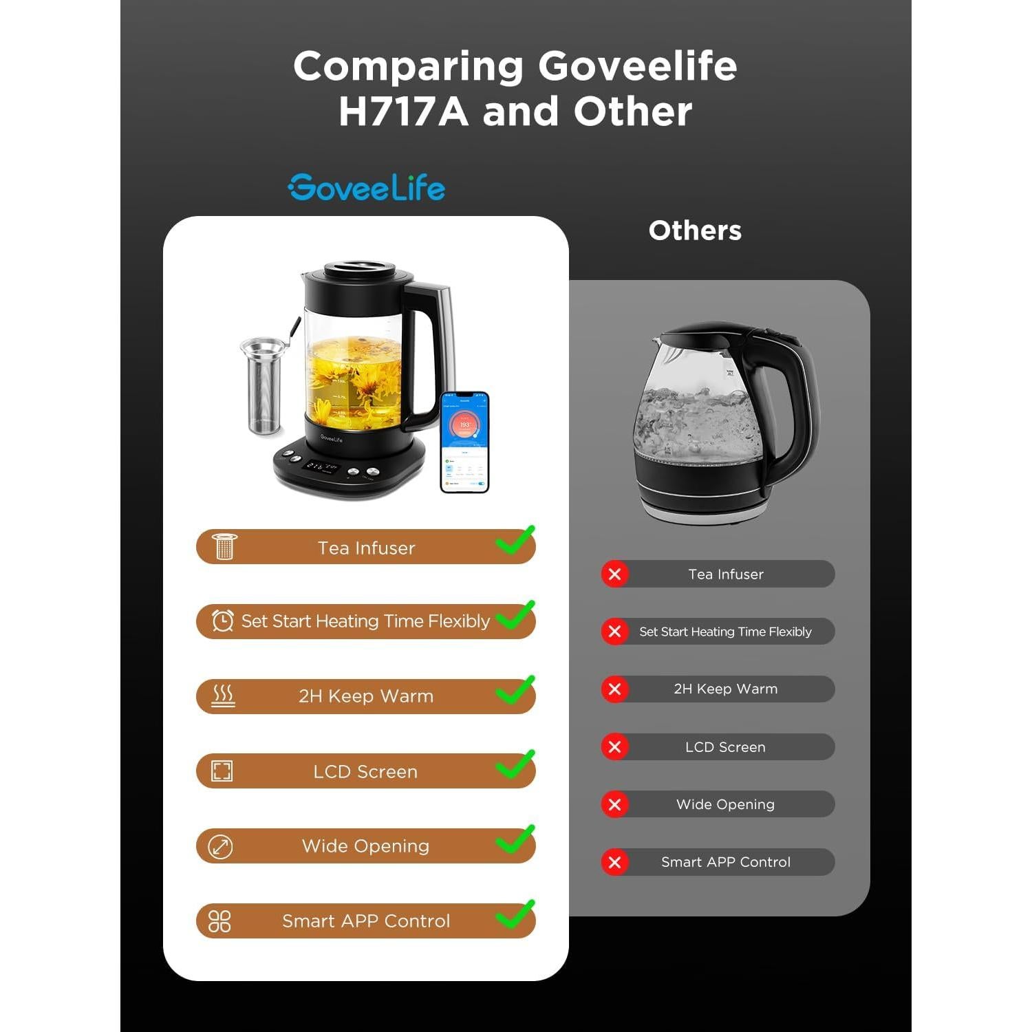 Hervidor Eléctrico GoveeLife H717A 1.7L con Infusor
