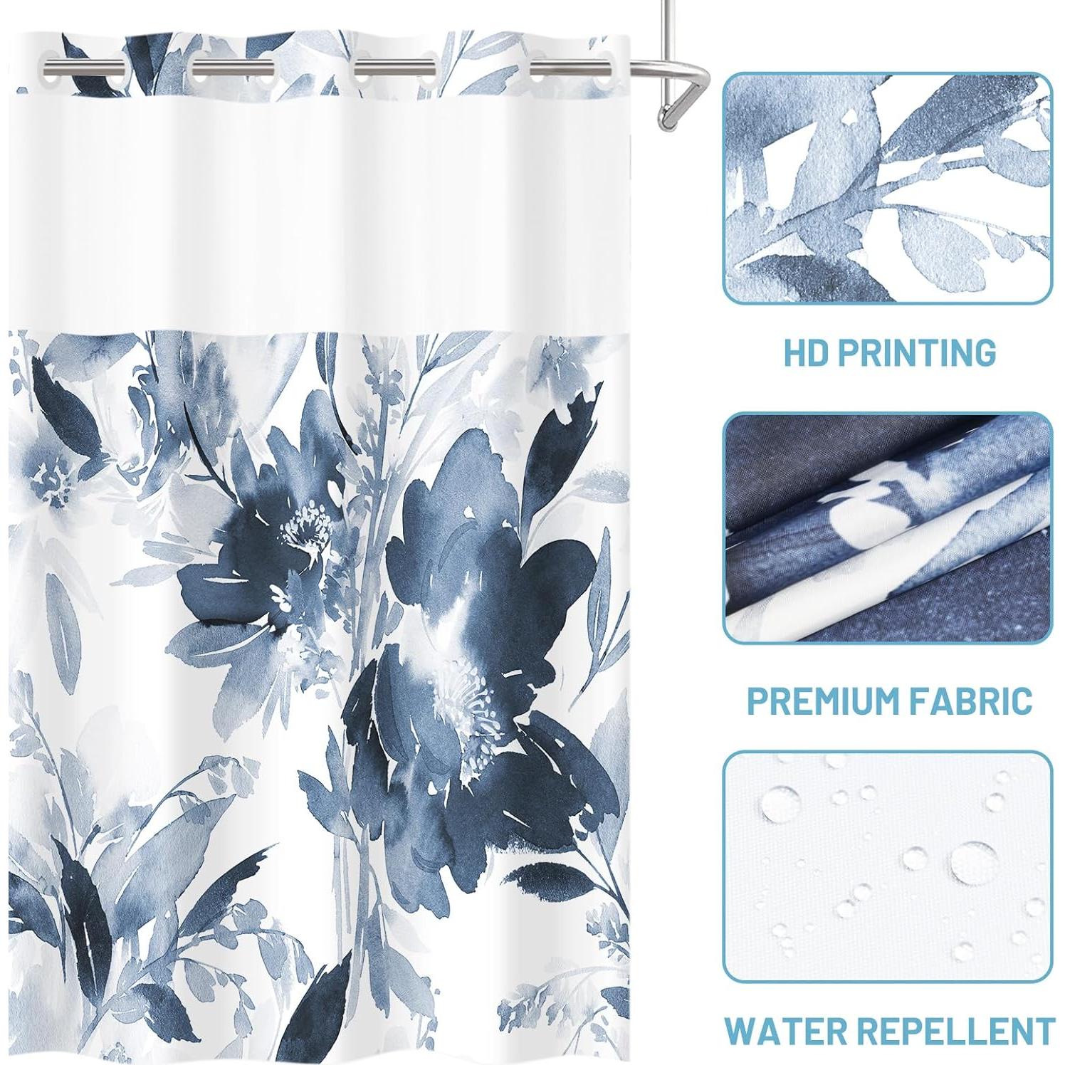 Cortina de Ducha Floral WITHLOC 137x203 cm Impermeable