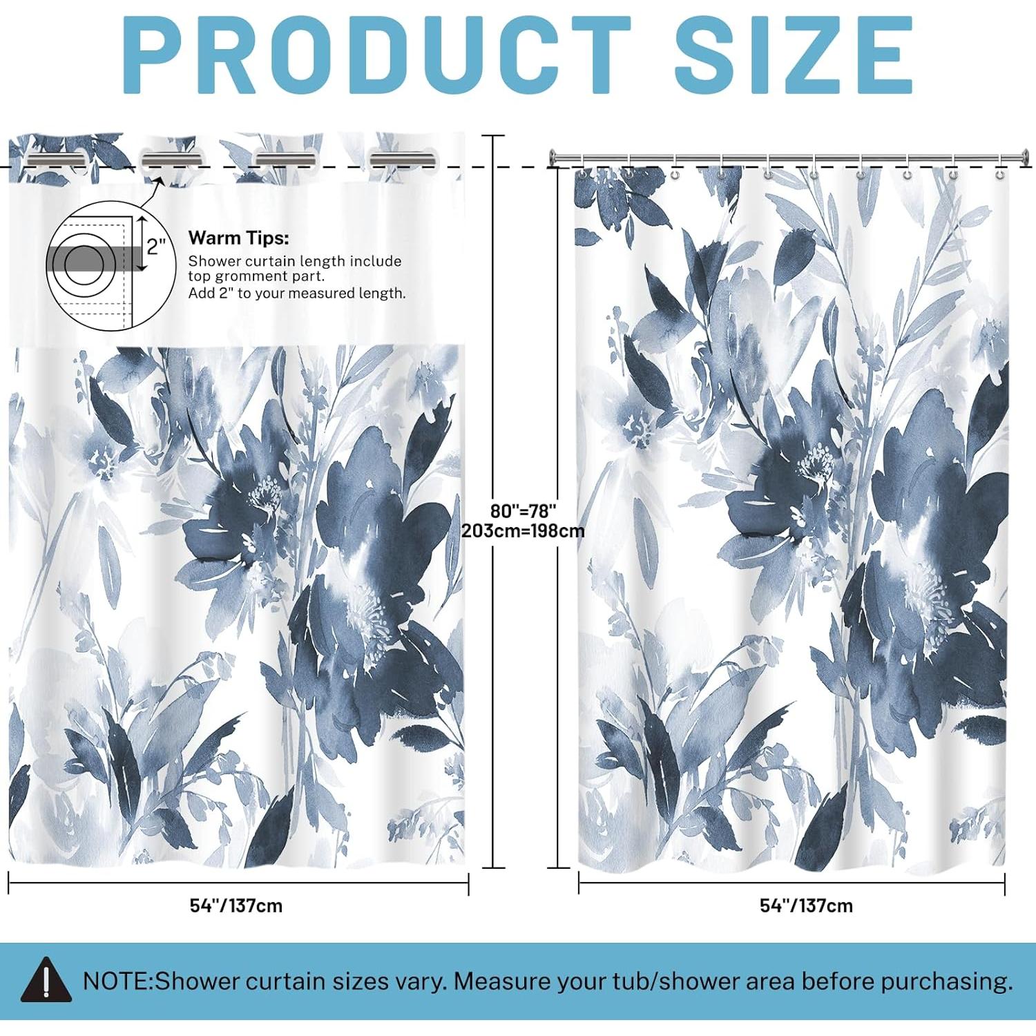 Cortina de Ducha Floral WITHLOC 137x203 cm Impermeable