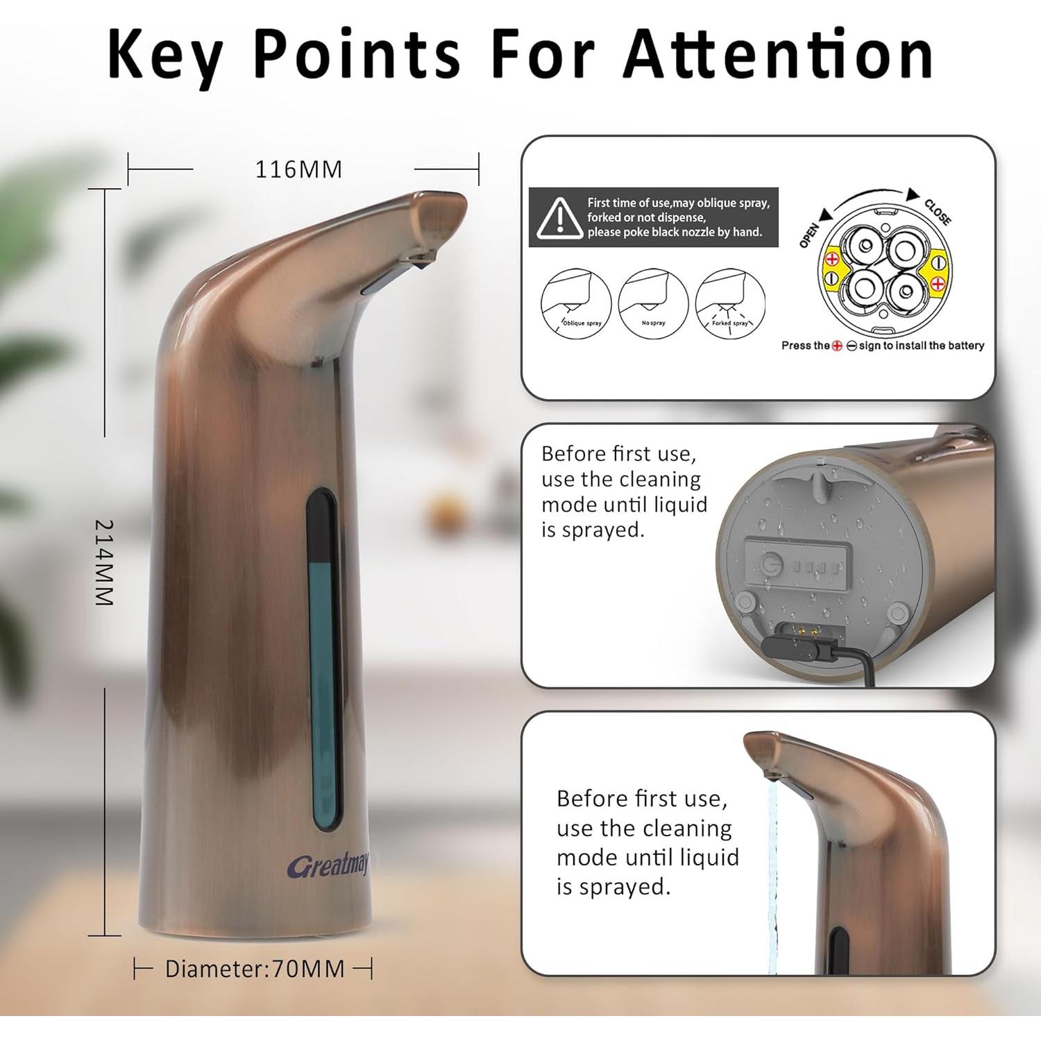 Dispensador Automático de Jabón Greatmay 400ml Infrarrojo