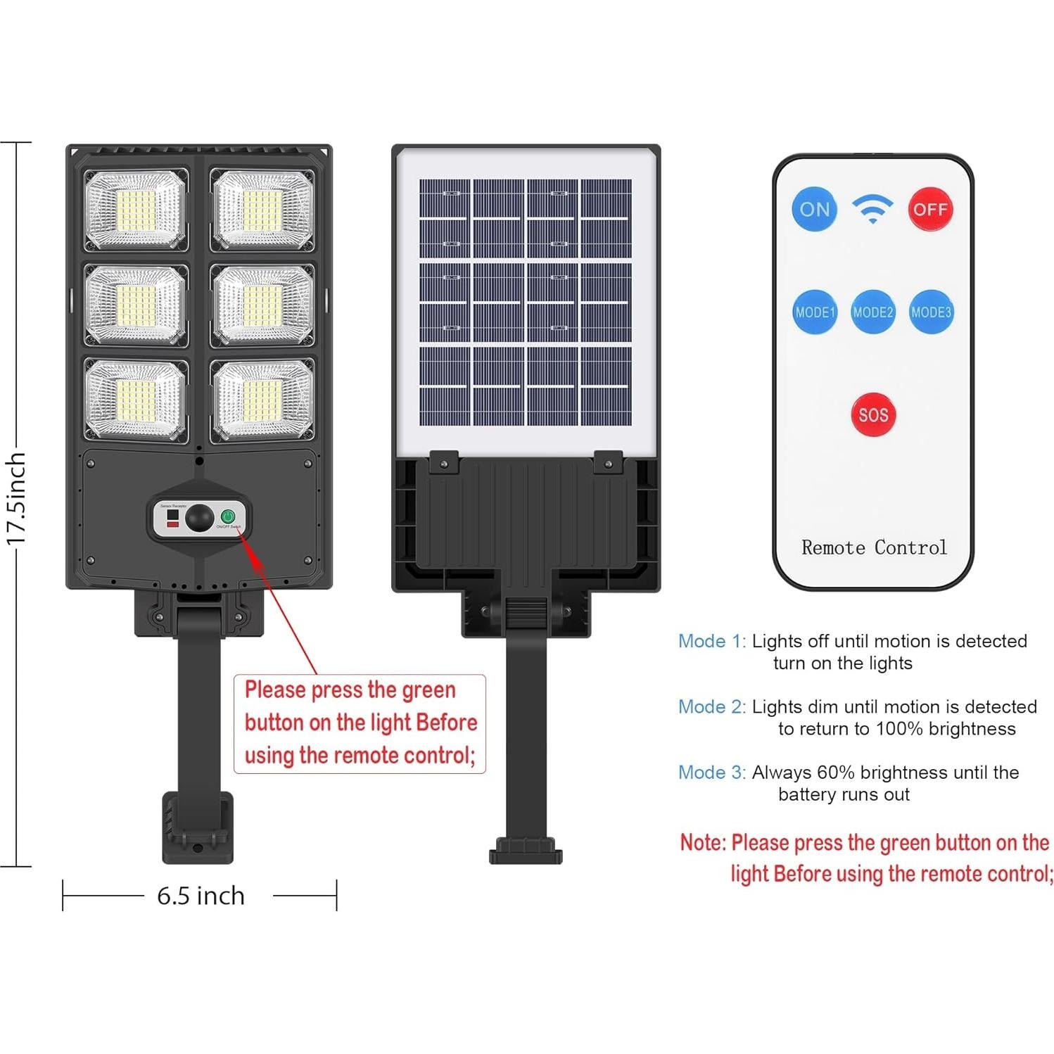 Luces Solares GORLDE 150W LED 8000LM con Sensor y Control Remoto