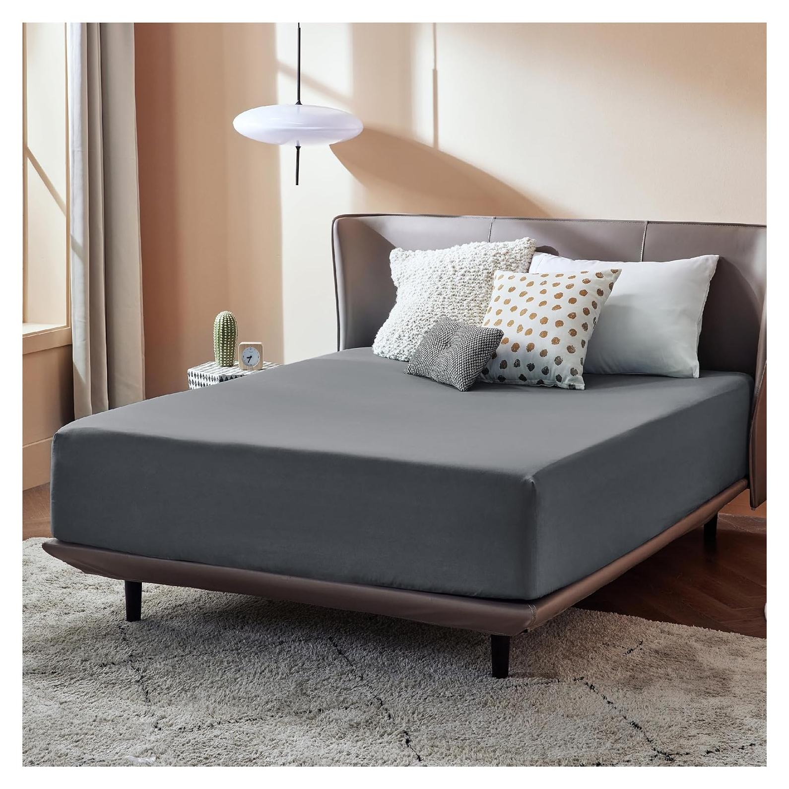 Sábana Ajustable Completo Bedsure Microfibra Gris 190.5x137.2 cm