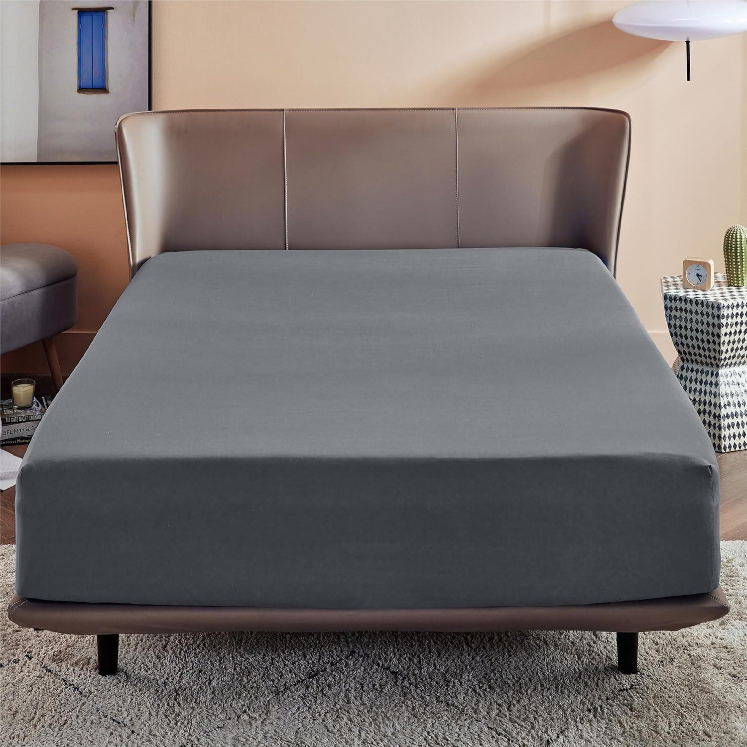 Sábana Ajustable Completo Bedsure Microfibra Gris 190.5x137.2 cm