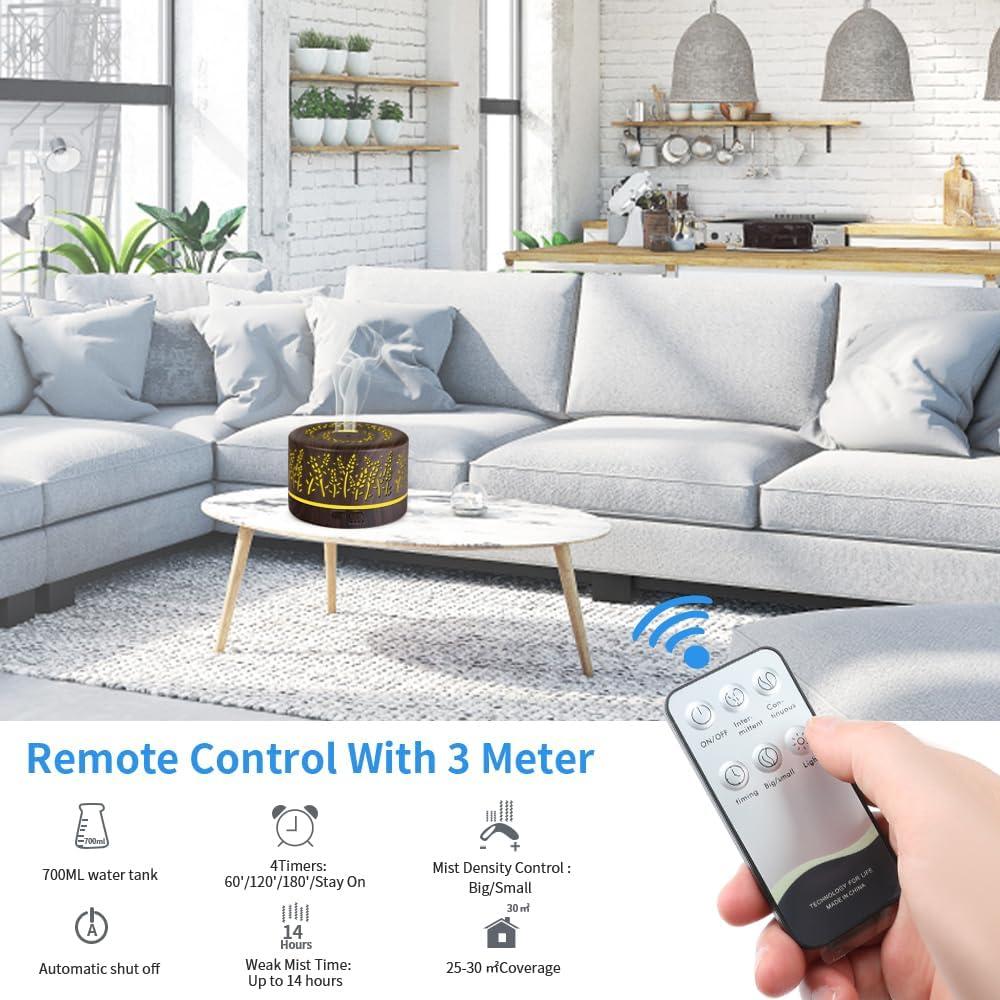 Difusor de Aromaterapia YONGYAO 500ml Ultrasónico Gris