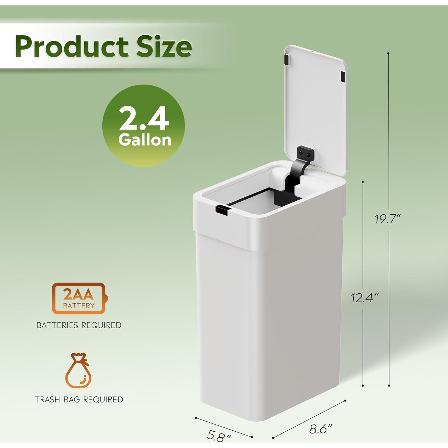 Cubo de Basura Inteligente WLIVE 9L Blanco con Sensor de Movimiento