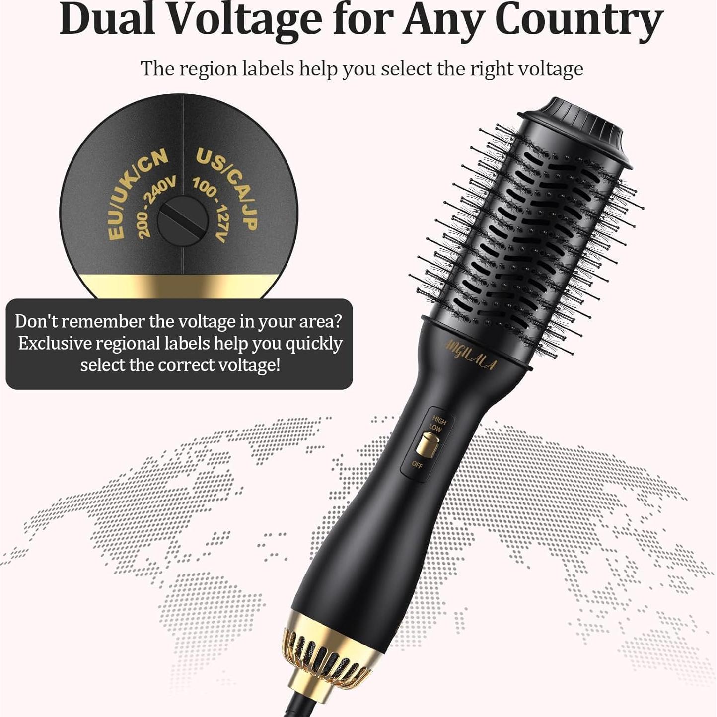 Cepillo Secador de Cabello de Viaje ANGILALA HAB-1 Doble Voltaje