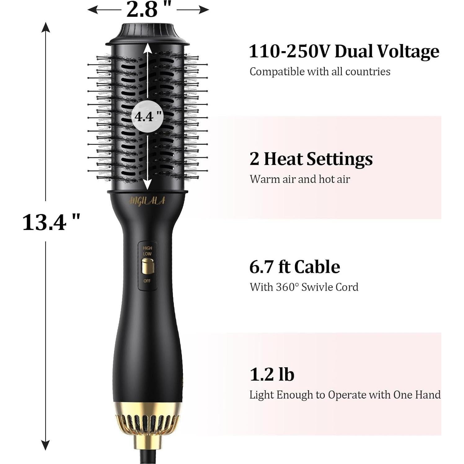 Cepillo Secador de Cabello de Viaje ANGILALA HAB-1 Doble Voltaje