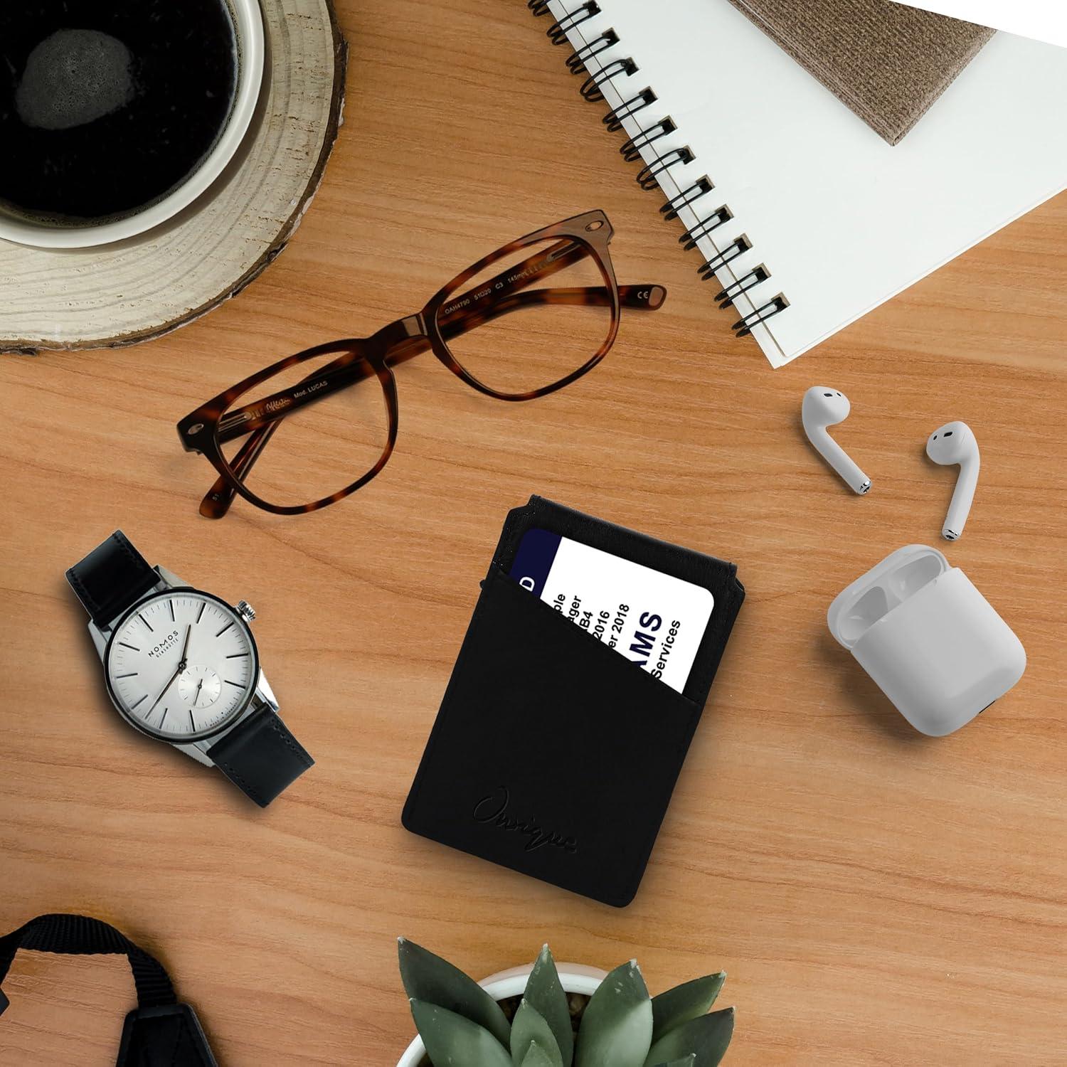 Billetera RFID Onrique para hombres, cuero bifold delgada