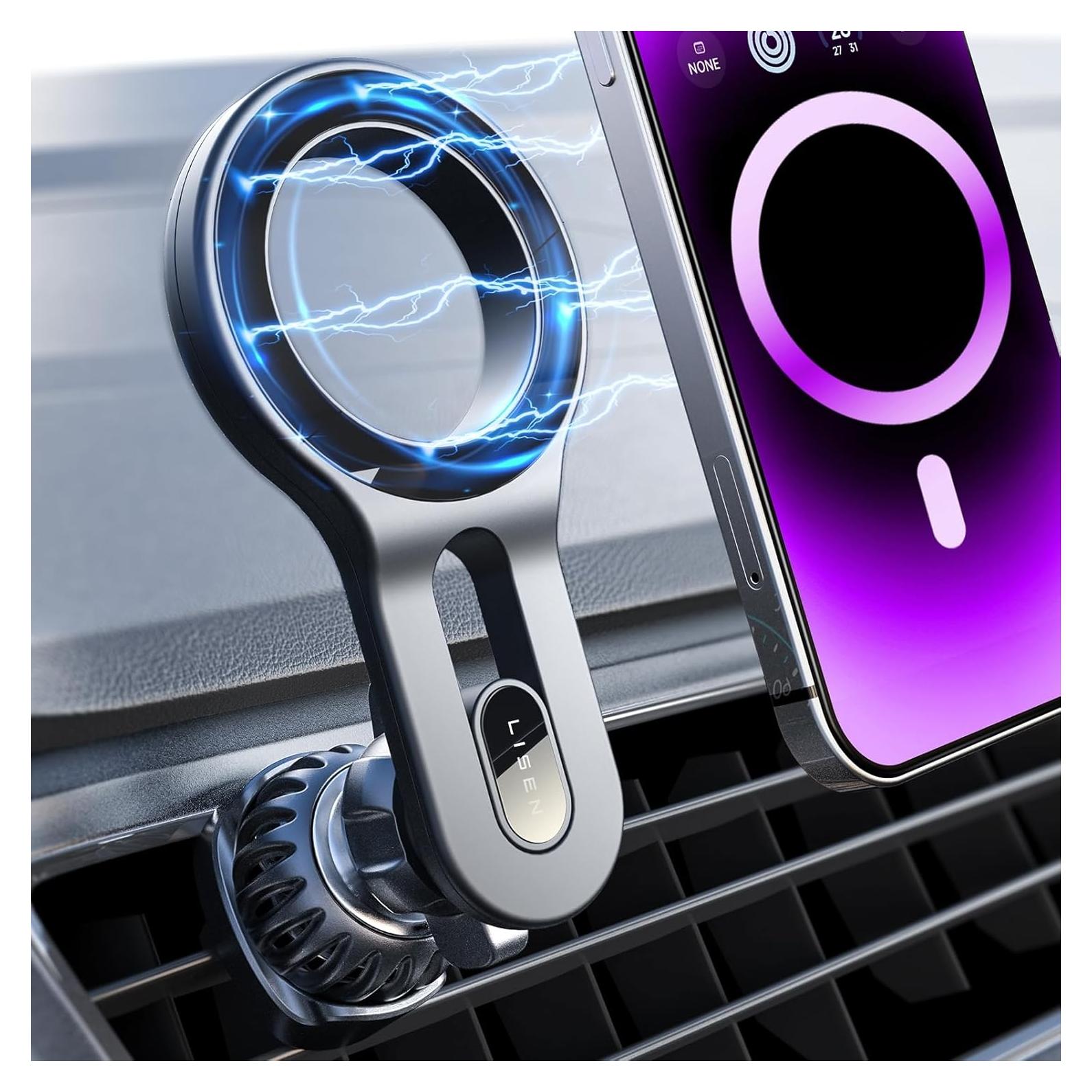 Soporte de Coche MagSafe LISEN para iPhone 16 Negro