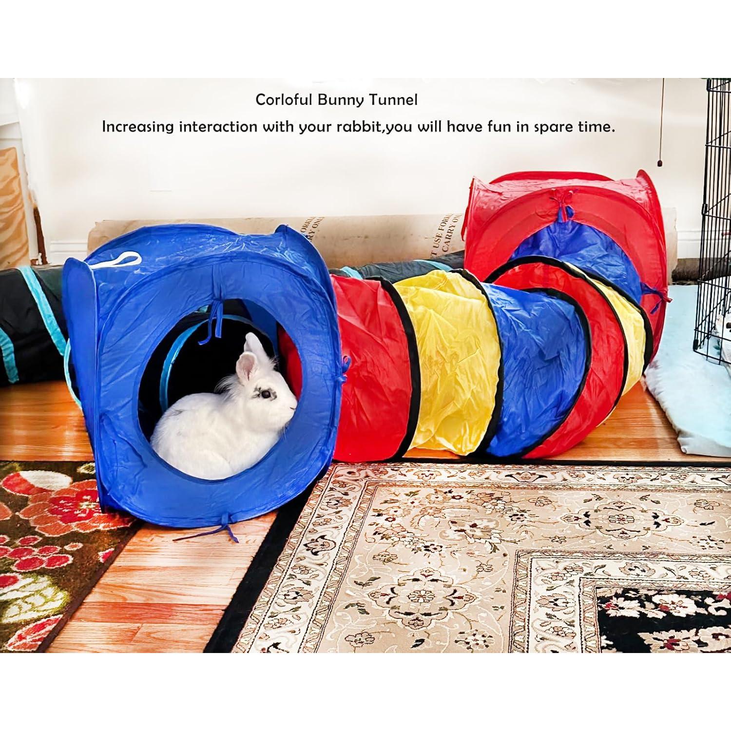 Túnel Grande para Conejos MUYG 150x40 cm Colorido Interiores y Exteriores