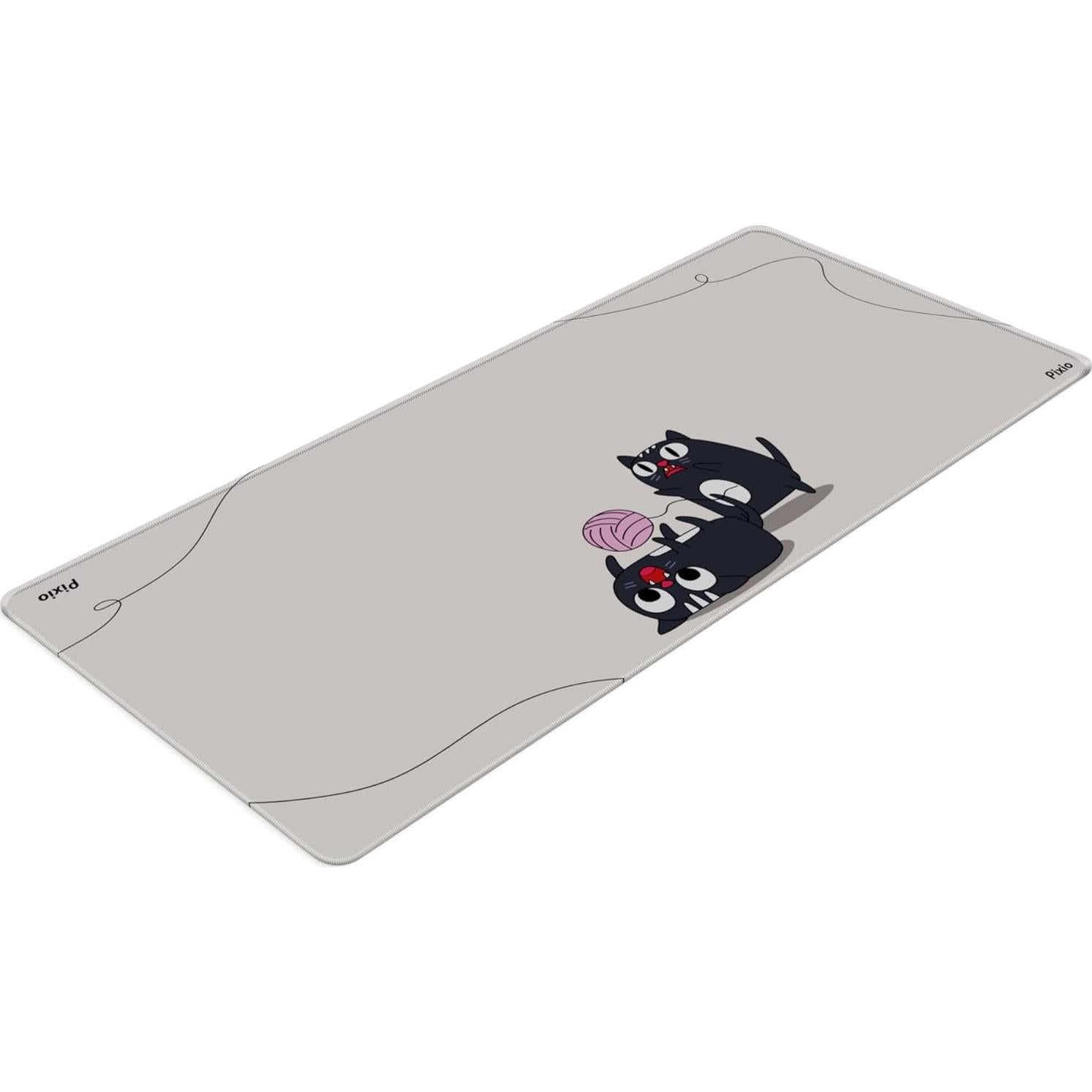 Alfombrilla de Ratón Pixio XXL 91x41 cm Beige Gatos Juguetones