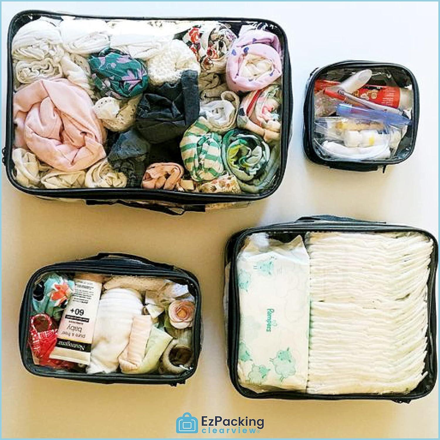 Juego de 4 Cubos de Empaque Transparentes PVC Negro