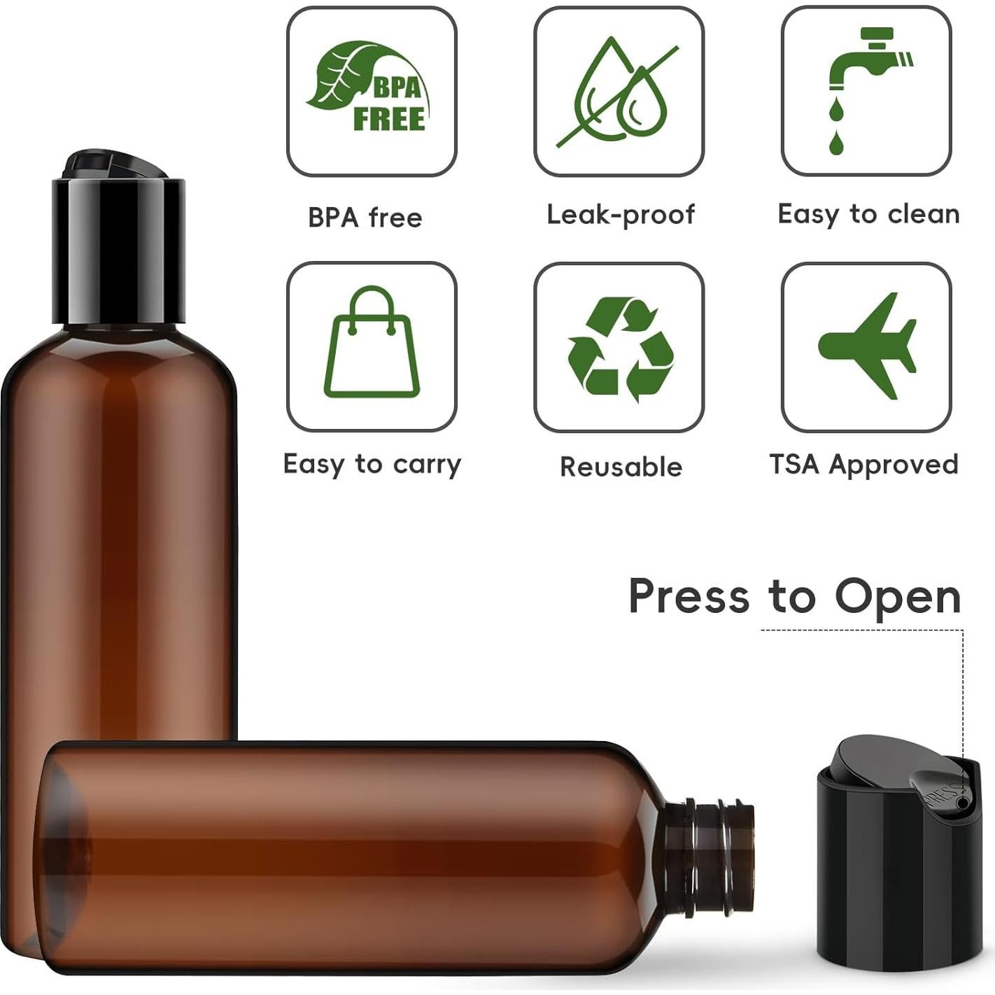 Paquete de 10 Botellas de Plástico Ámbar 100 ml TUZAZO