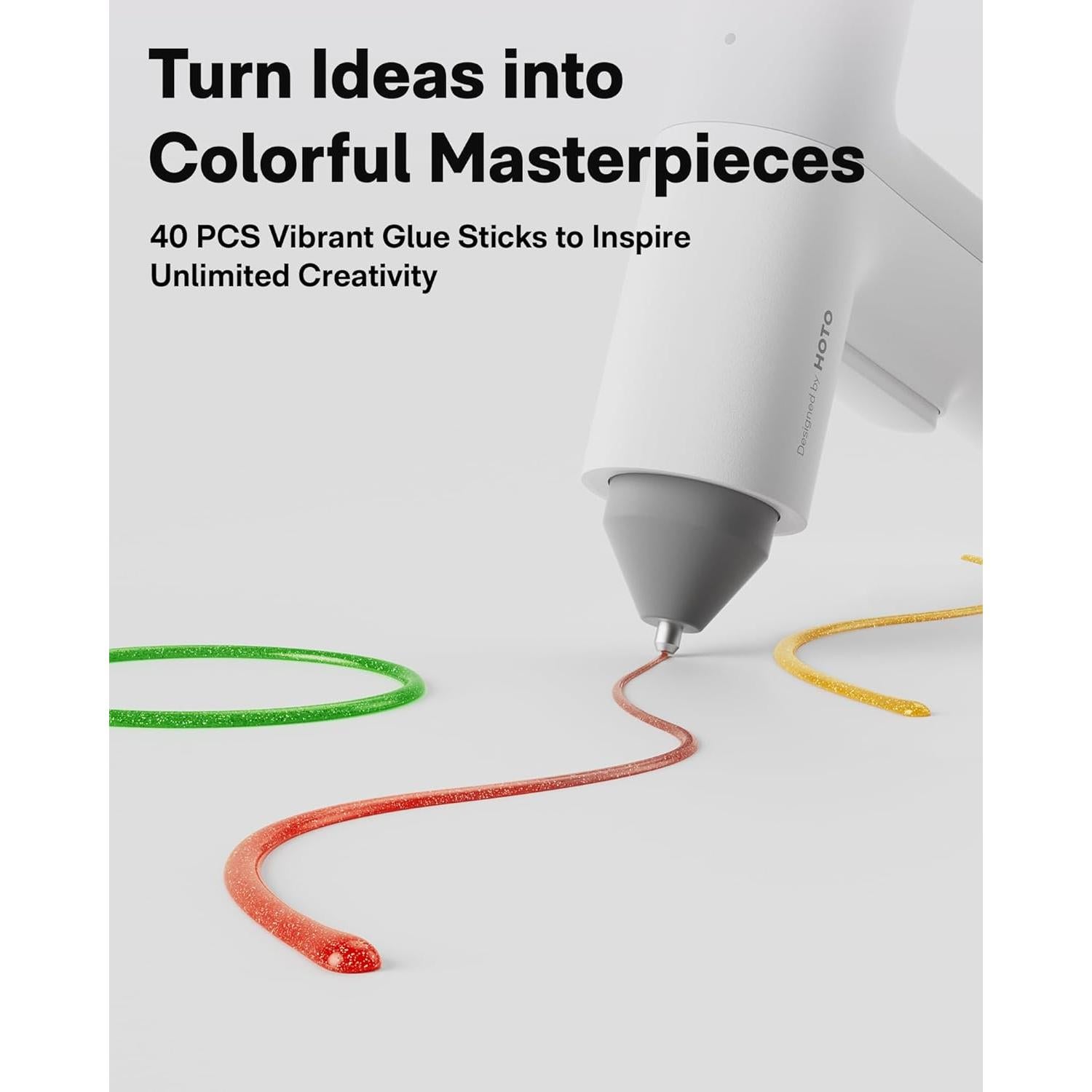 HOTO Cordless Auto Dispensing Glue Gun, Easyflow Hot Glue Gun with 40 Glue Sticks, 30s Fast Preheating, 3000mAh, Anti-Scald & Anti-Drip, Wireless/Wired, Ideal for DIY/Kids Crafts & Home Repairs