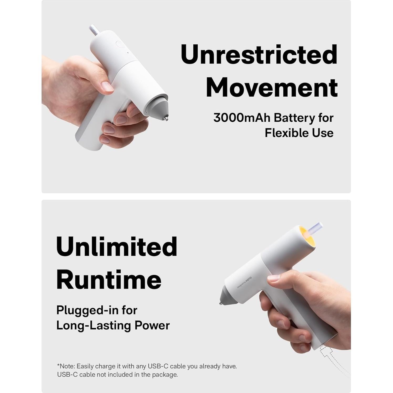 HOTO Cordless Auto Dispensing Glue Gun, Easyflow Hot Glue Gun with 40 Glue Sticks, 30s Fast Preheating, 3000mAh, Anti-Scald & Anti-Drip, Wireless/Wired, Ideal for DIY/Kids Crafts & Home Repairs