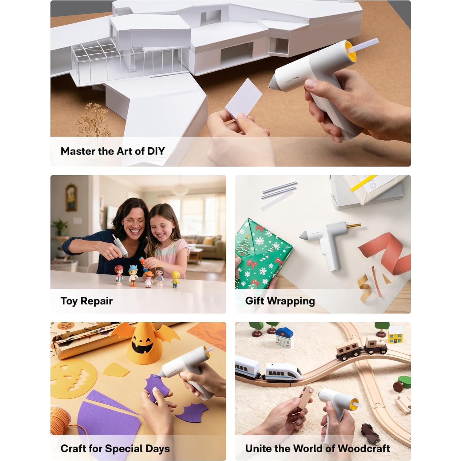 HOTO Cordless Auto Dispensing Glue Gun, Easyflow Hot Glue Gun with 40 Glue Sticks, 30s Fast Preheating, 3000mAh, Anti-Scald & Anti-Drip, Wireless/Wired, Ideal for DIY/Kids Crafts & Home Repairs