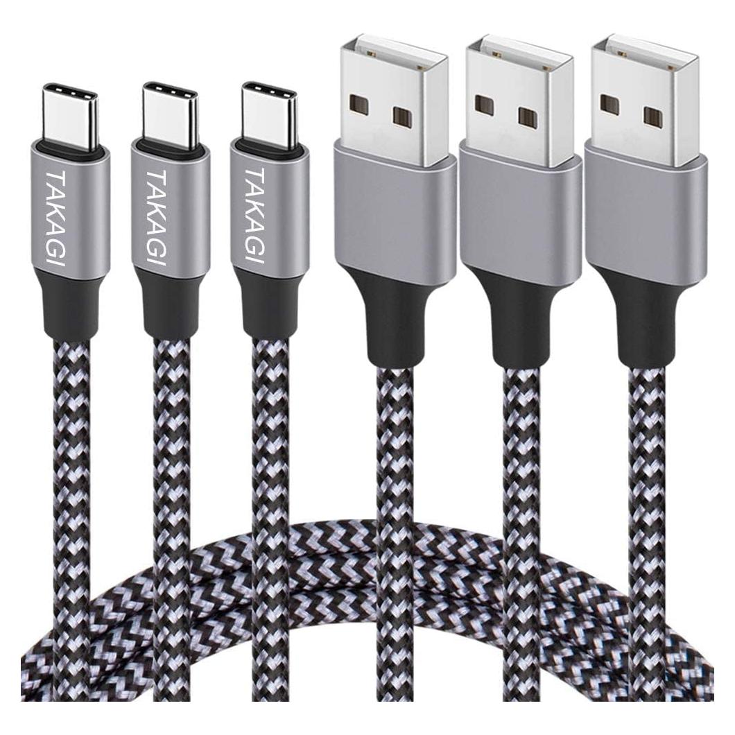 Cable USB A a USB C TAKAGI 3Pack 1.83m Carga Rápida