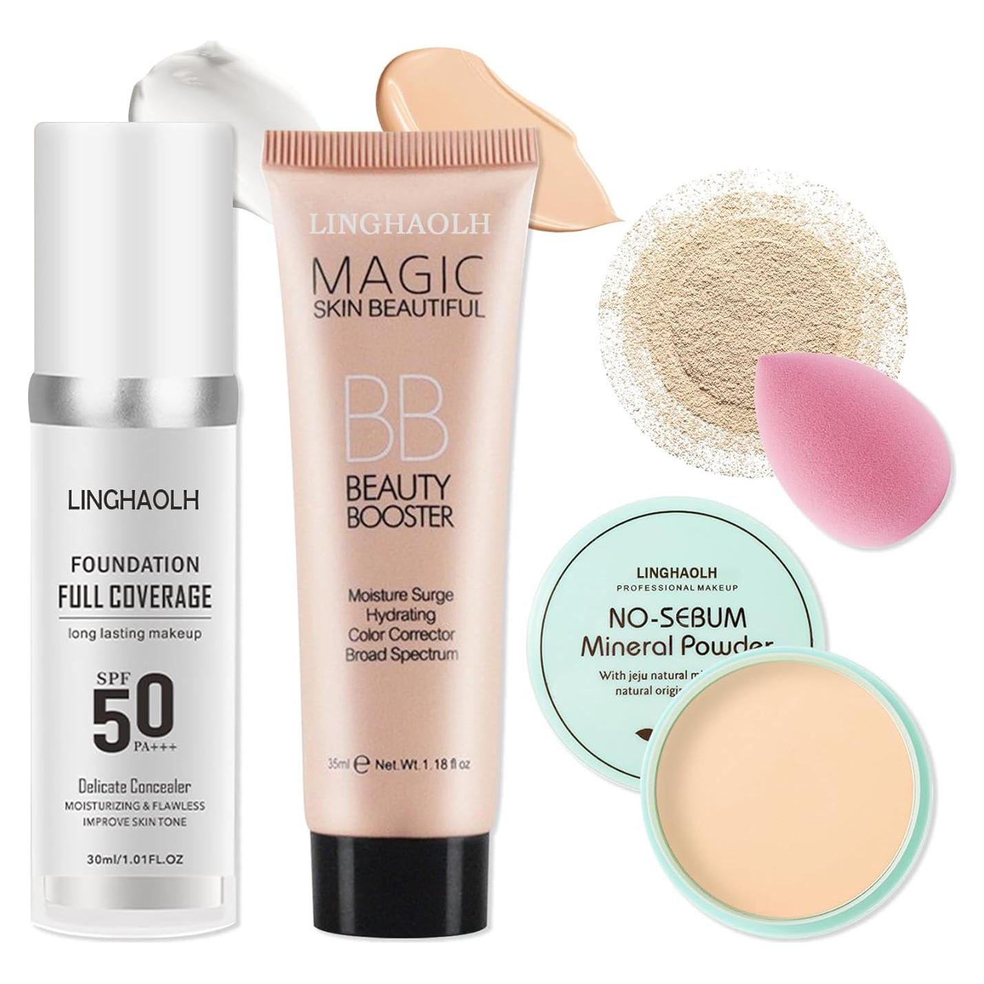 Base de Maquillaje Líquida Cambia de Color LingHaoLH + Set Completo