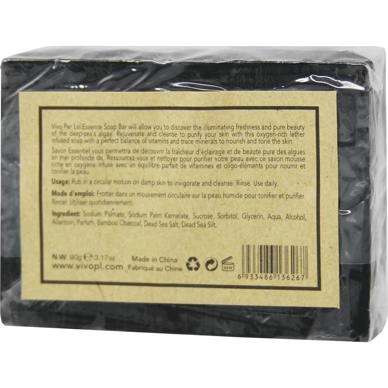 Jabón Facial Vivo Per Lei - Sal del Mar Muerto y Carbón - 3x90g