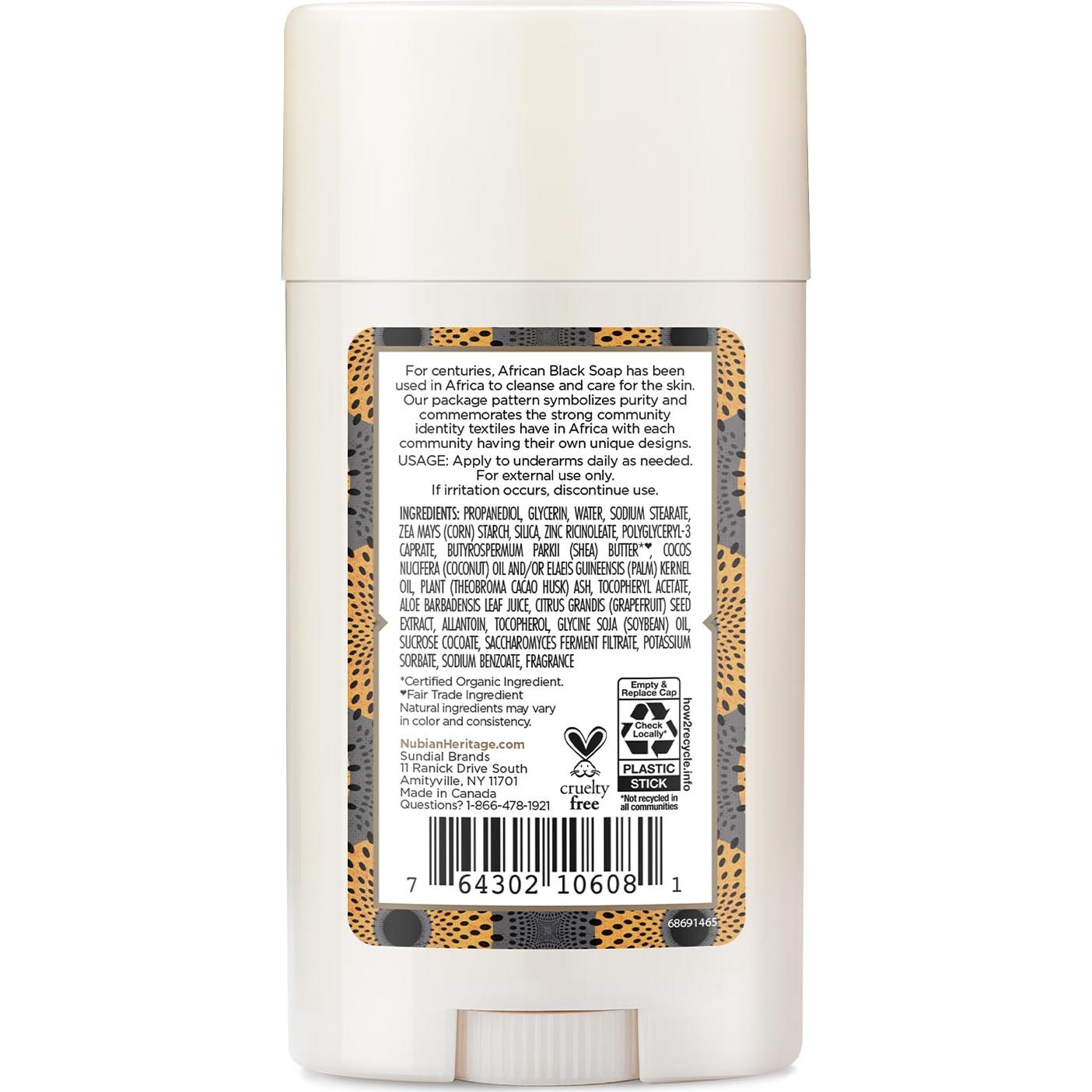 Desodorante Natural Nubian Heritage Jabón Negro Africano 63.5g