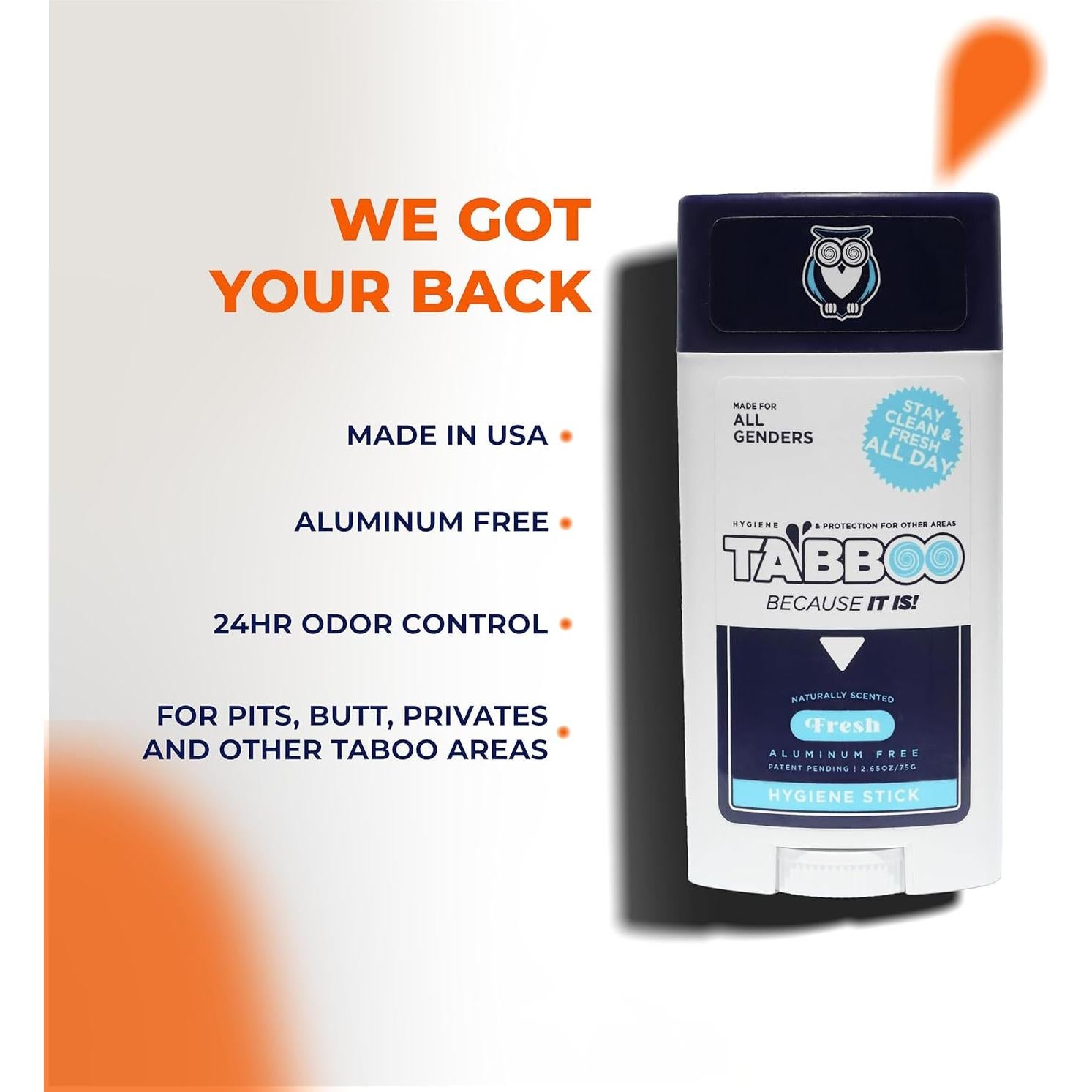 Desodorante Natural TABBOO Fresco - Higiene Completa 75g