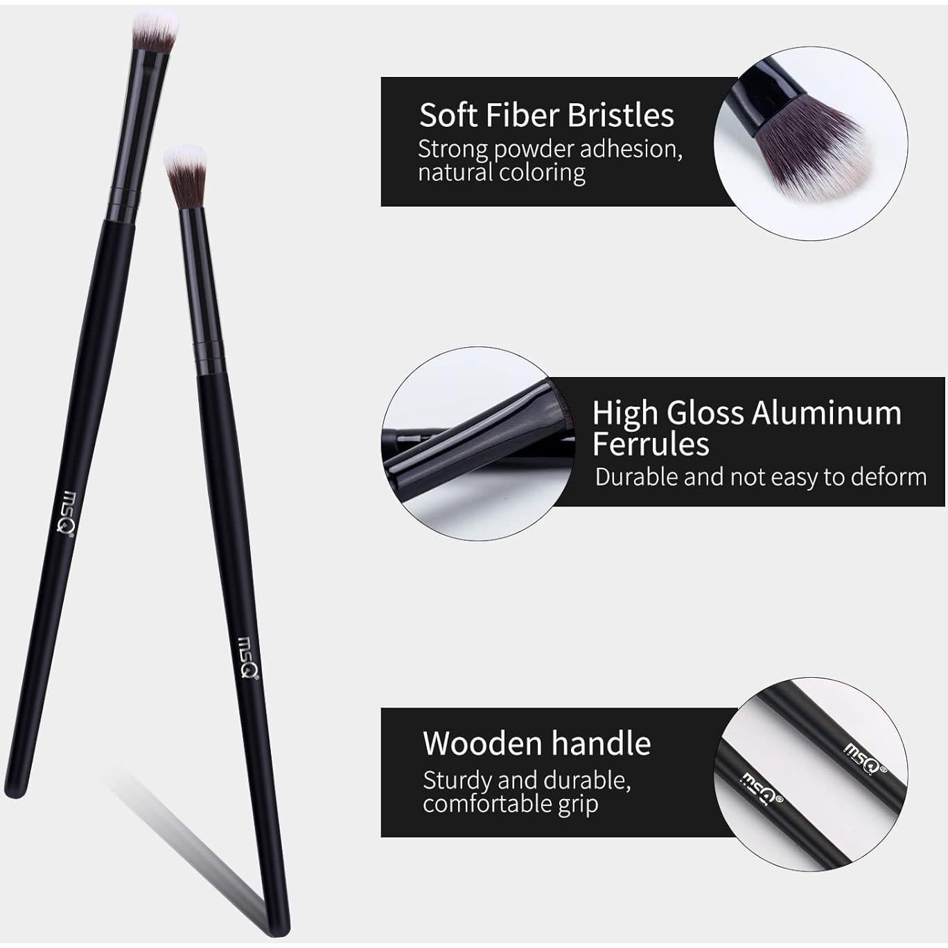 Juego de Brochas de Maquillaje MSQ 4 Piezas para Ojos - Negro