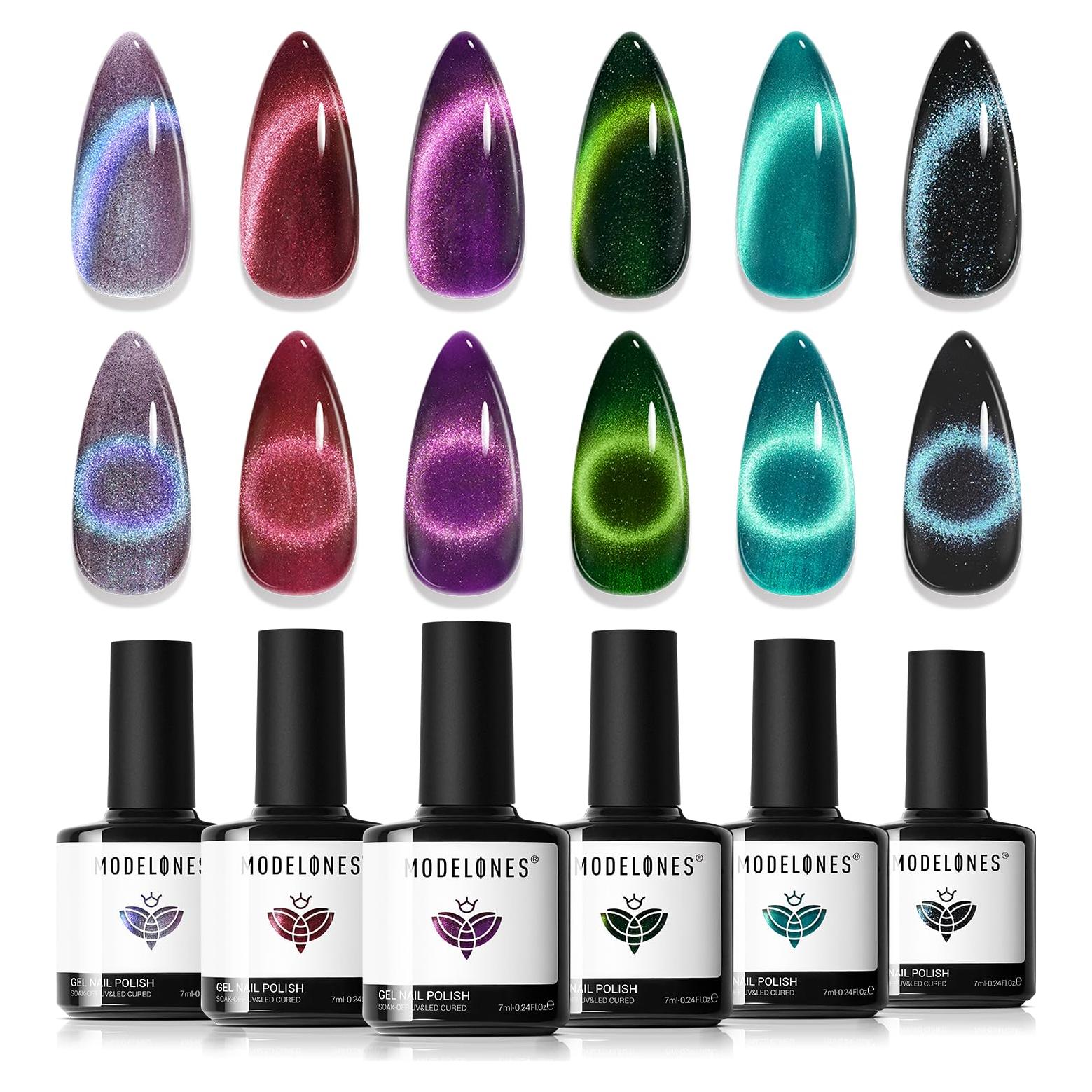 Set de Esmalte de Uñas Gel Ojo de Gato Modelones 6 Colores