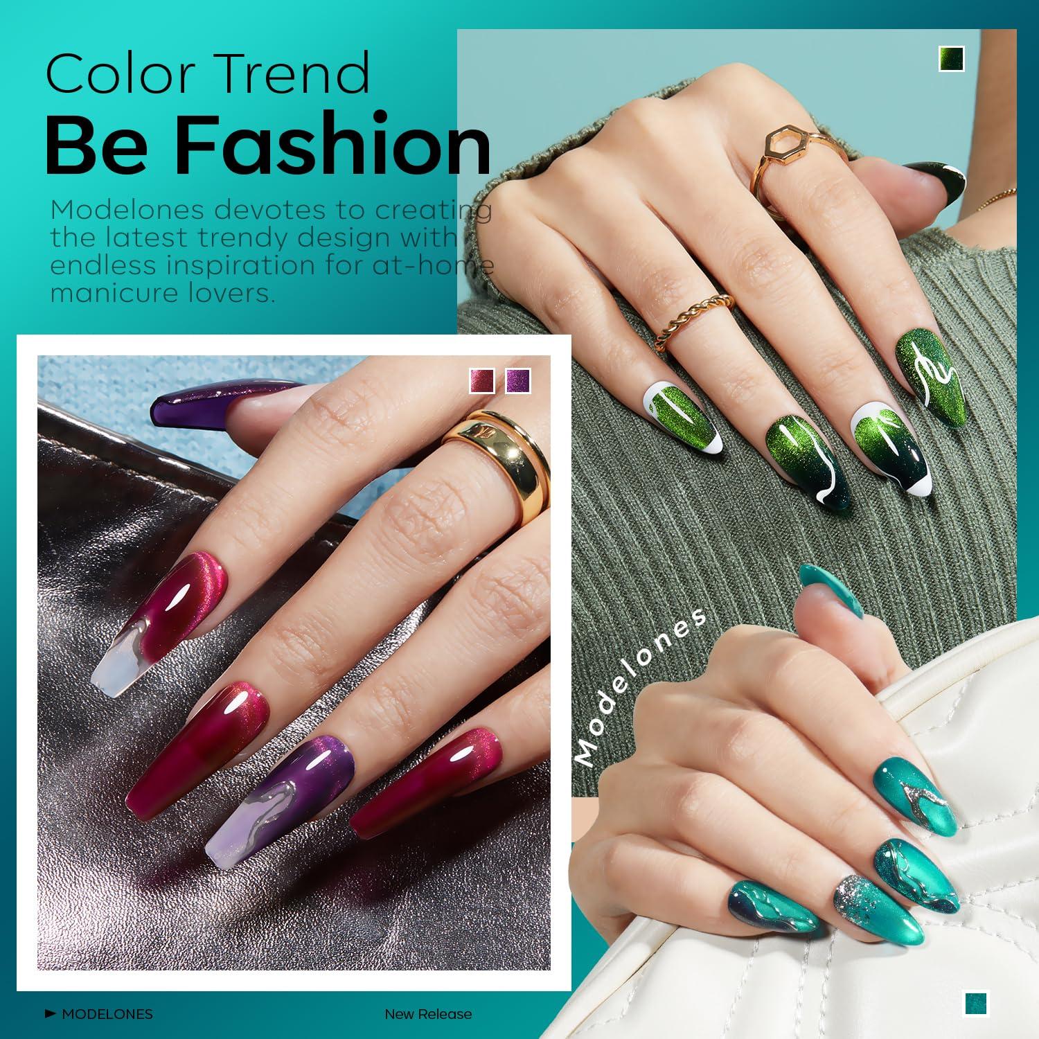 Set de Esmalte de Uñas Gel Ojo de Gato Modelones 6 Colores