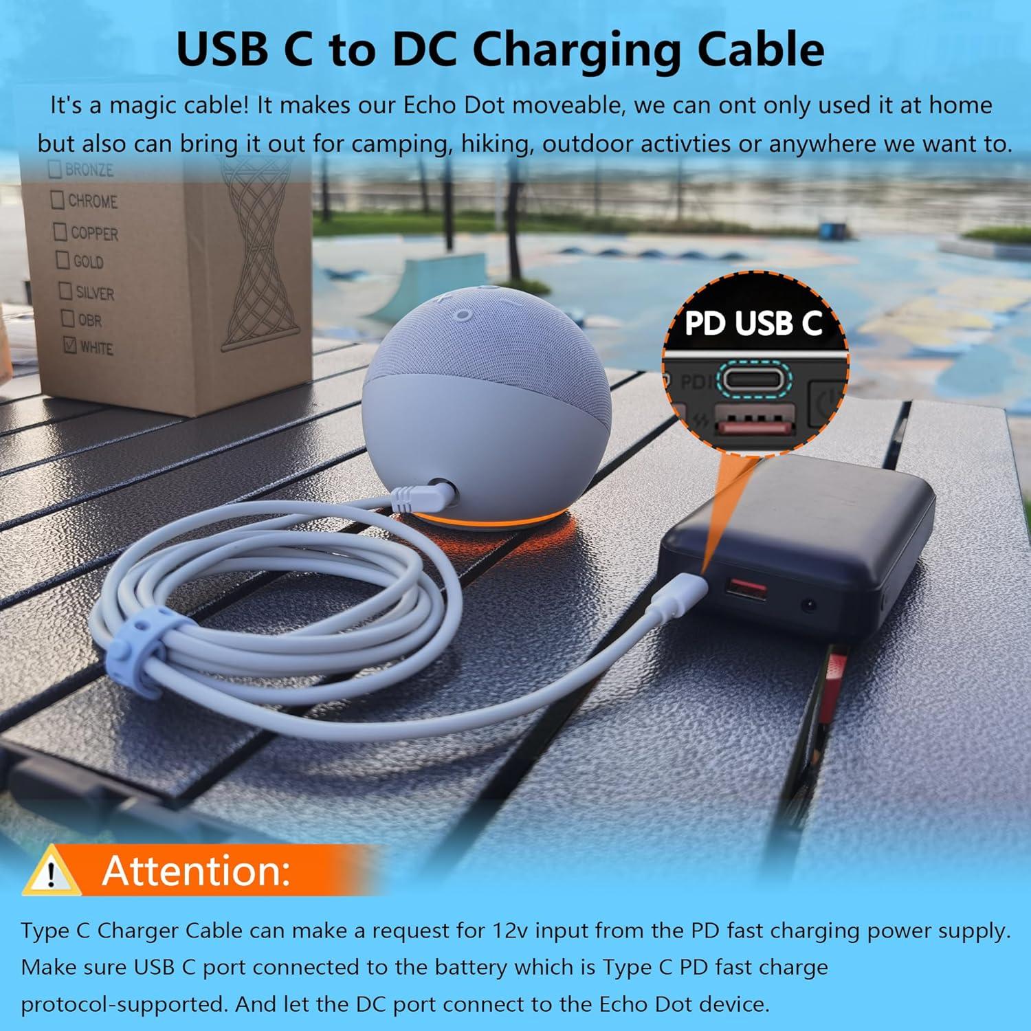 Cable de Alimentación 15W para Echo Dot 3ra/4ta Generación