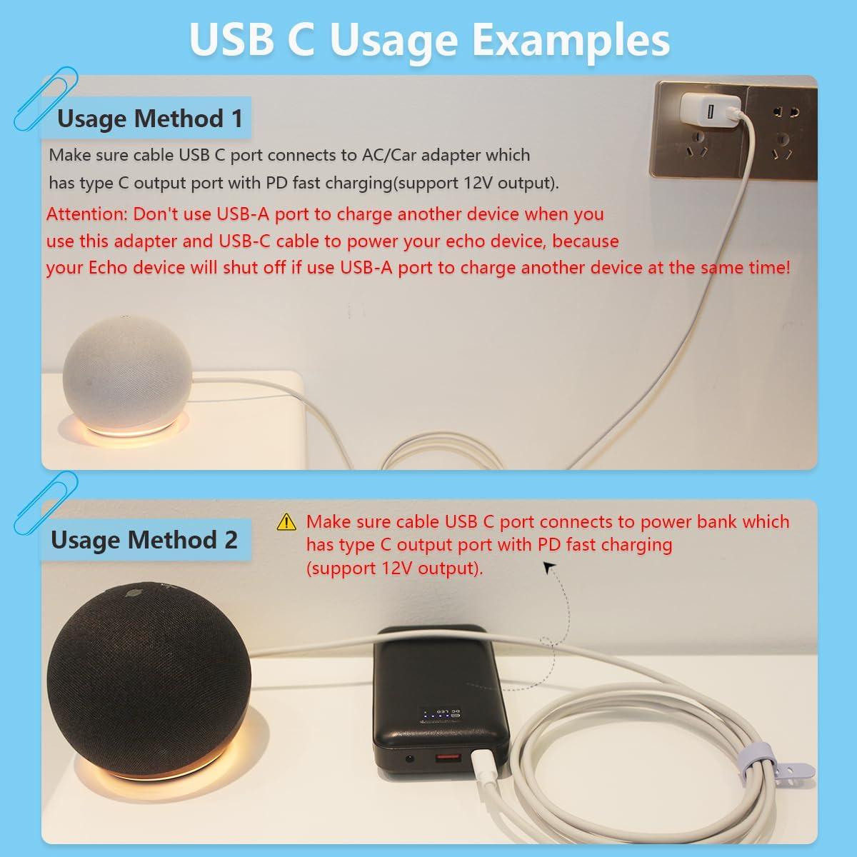 Cable de Alimentación 15W para Echo Dot 3ra/4ta Generación