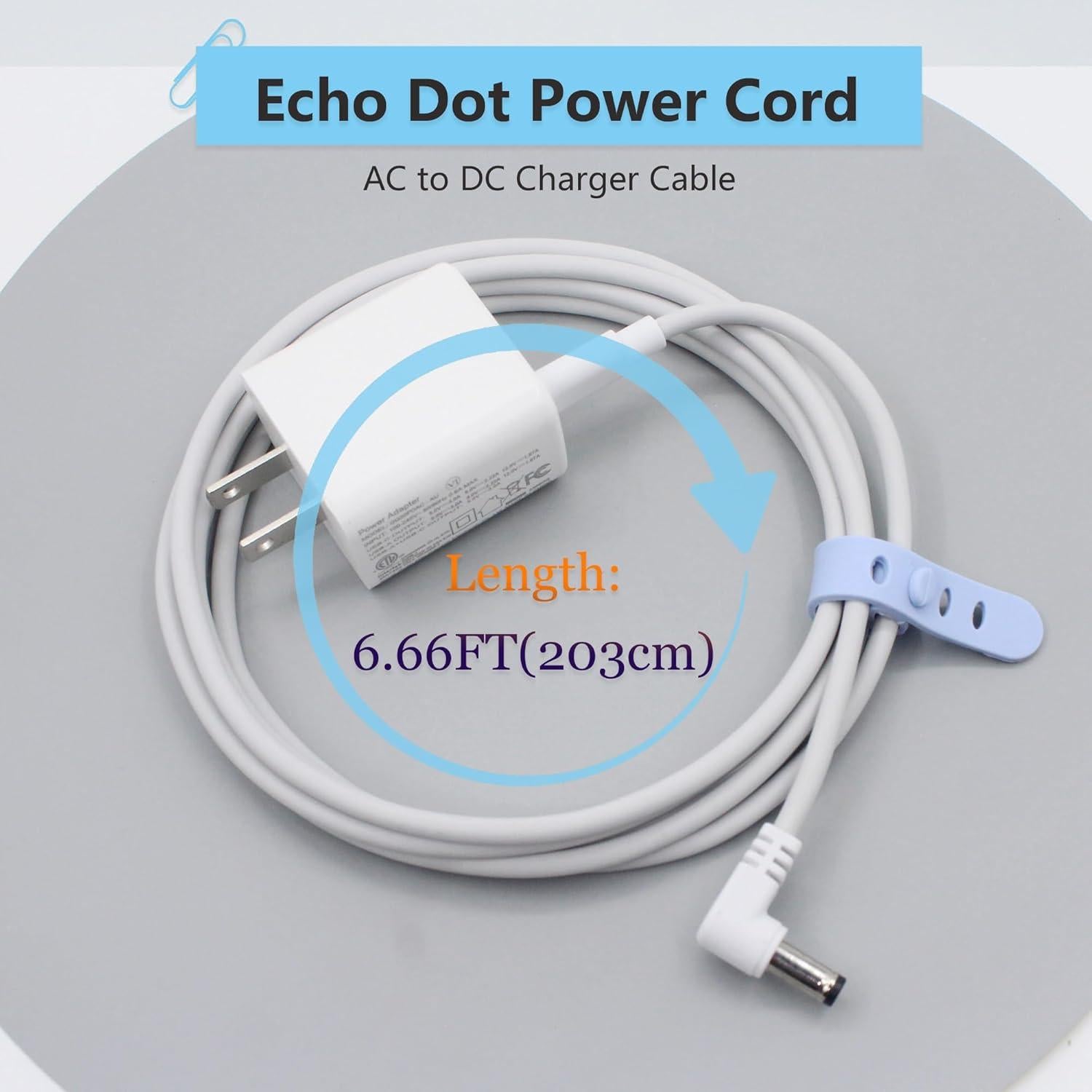Cable de Alimentación 15W para Echo Dot 3ra/4ta Generación