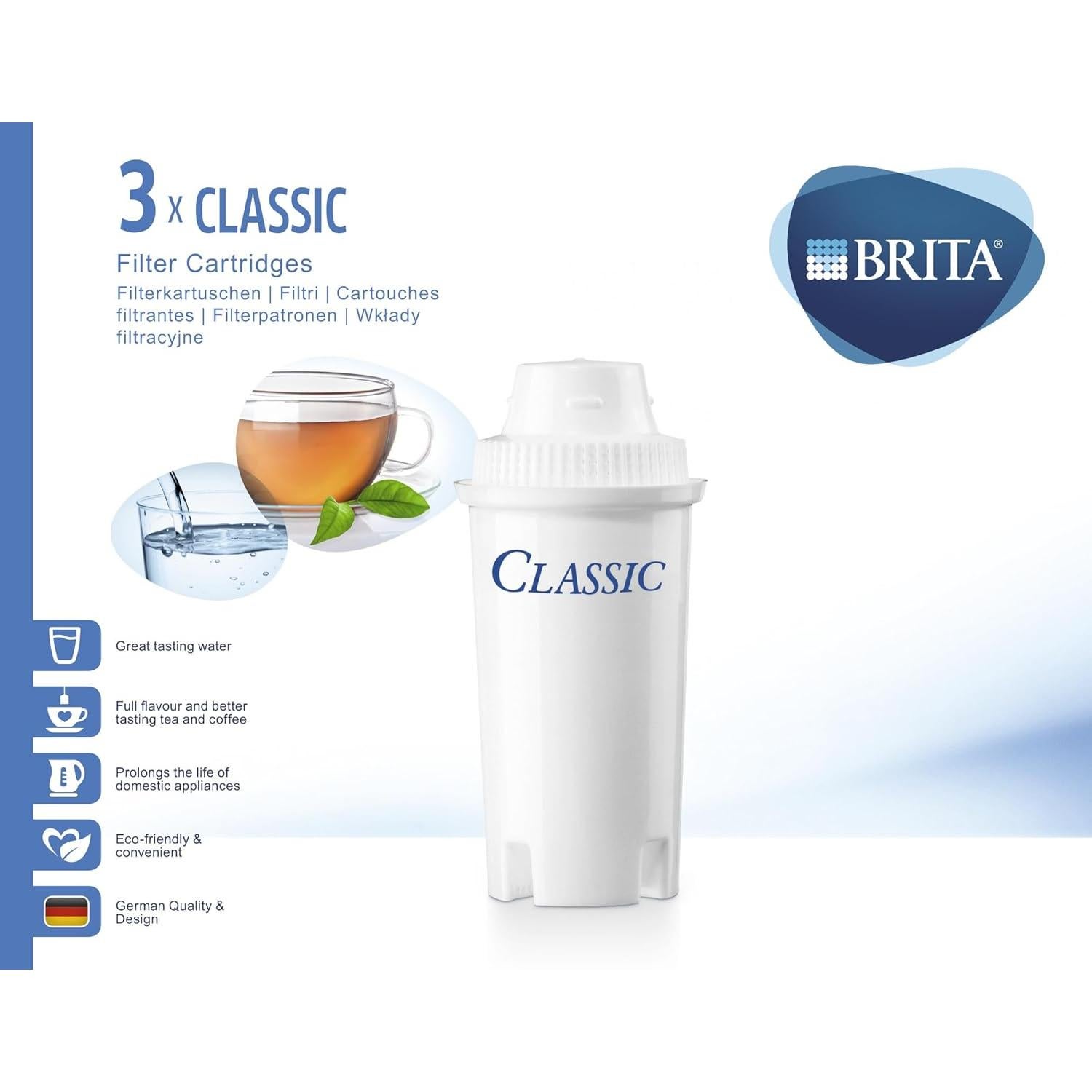Cartuchos de Filtro de Agua BRITA Classic - Paquete de 3 Unidades