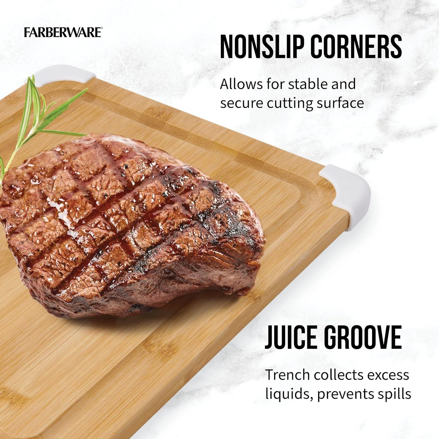 Tabla de Cortar Antideslizante de Bambú Farberware 28x36 cm