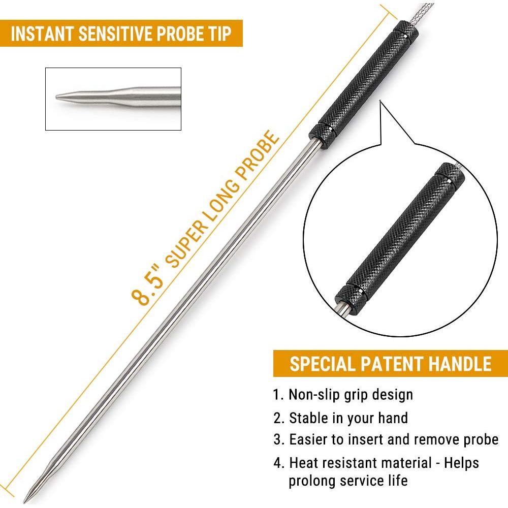 Sonda de Acero Inoxidable ThermoPro TP25 TP27 21.6 cm Negra