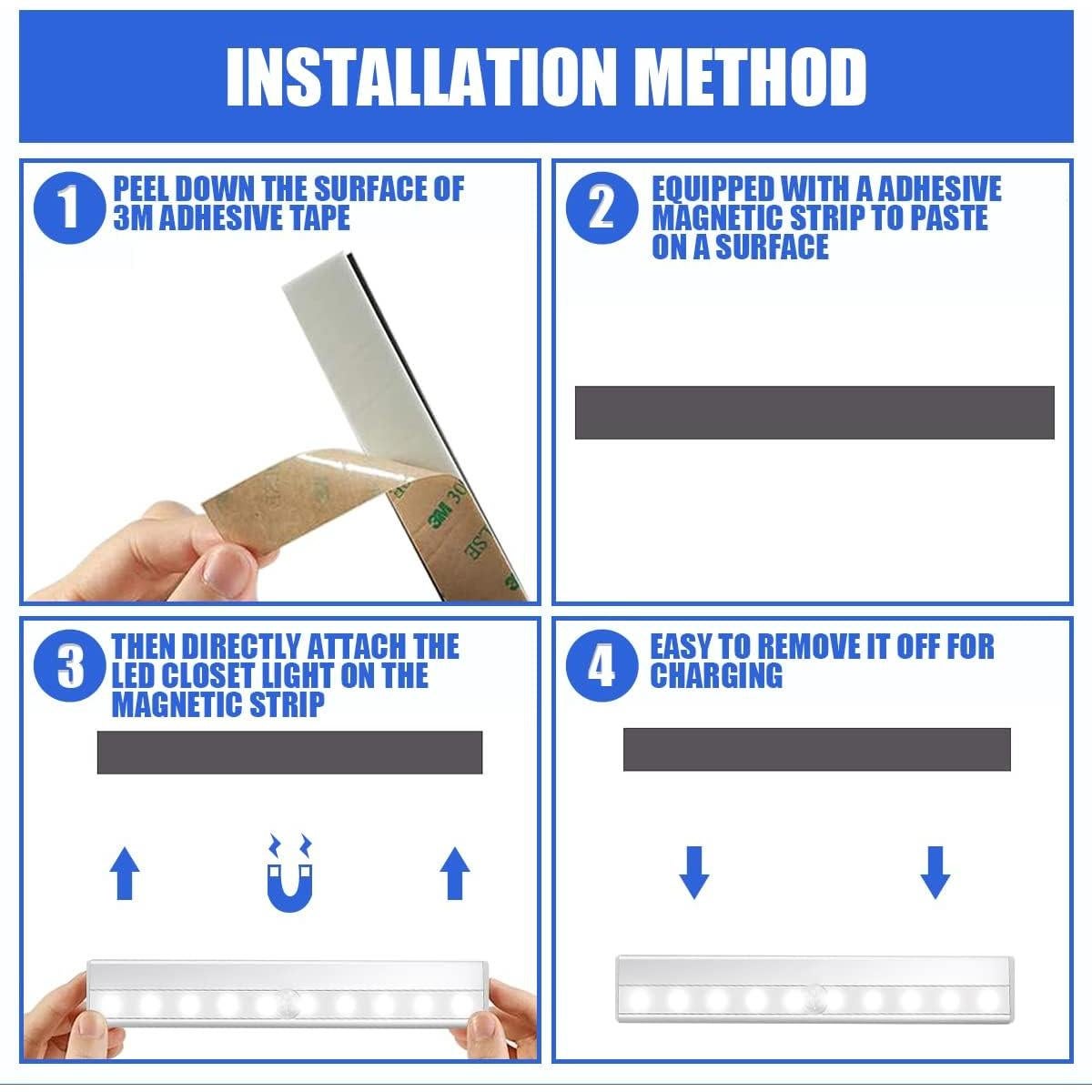 Luz LED Recargable SIXDEFLY con Sensor de Movimiento 3 Pzas