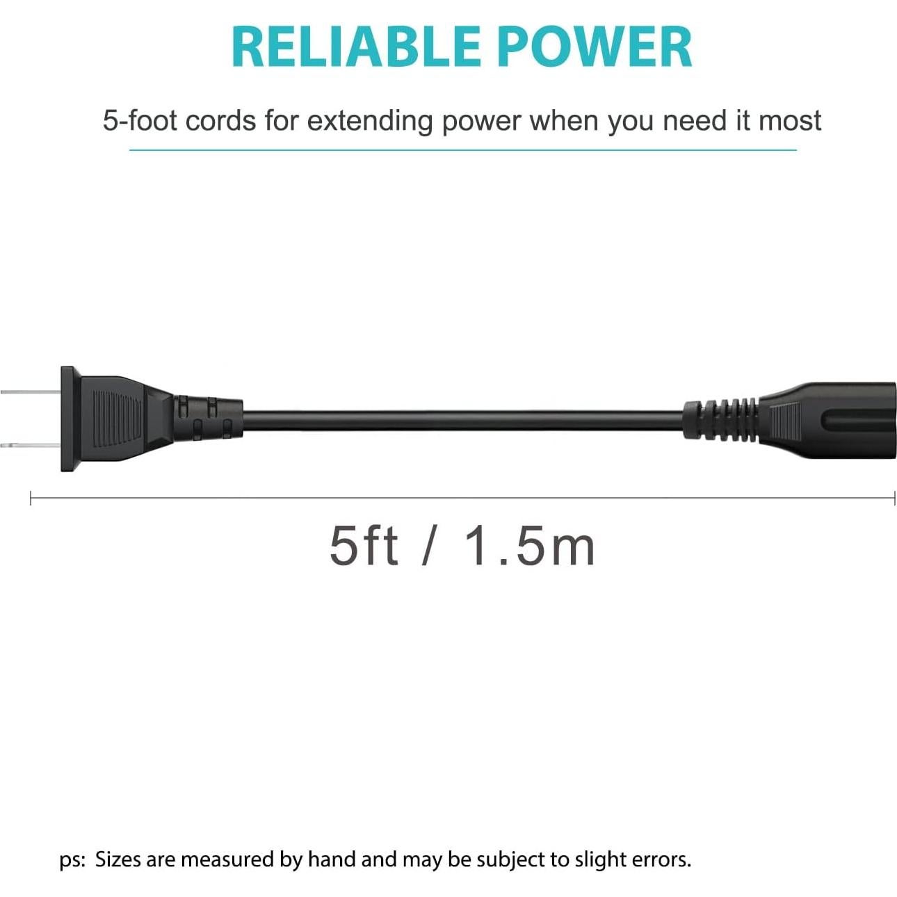 Cable de Alimentación AC 2 Clavijas 1.52m para JBL y ONN