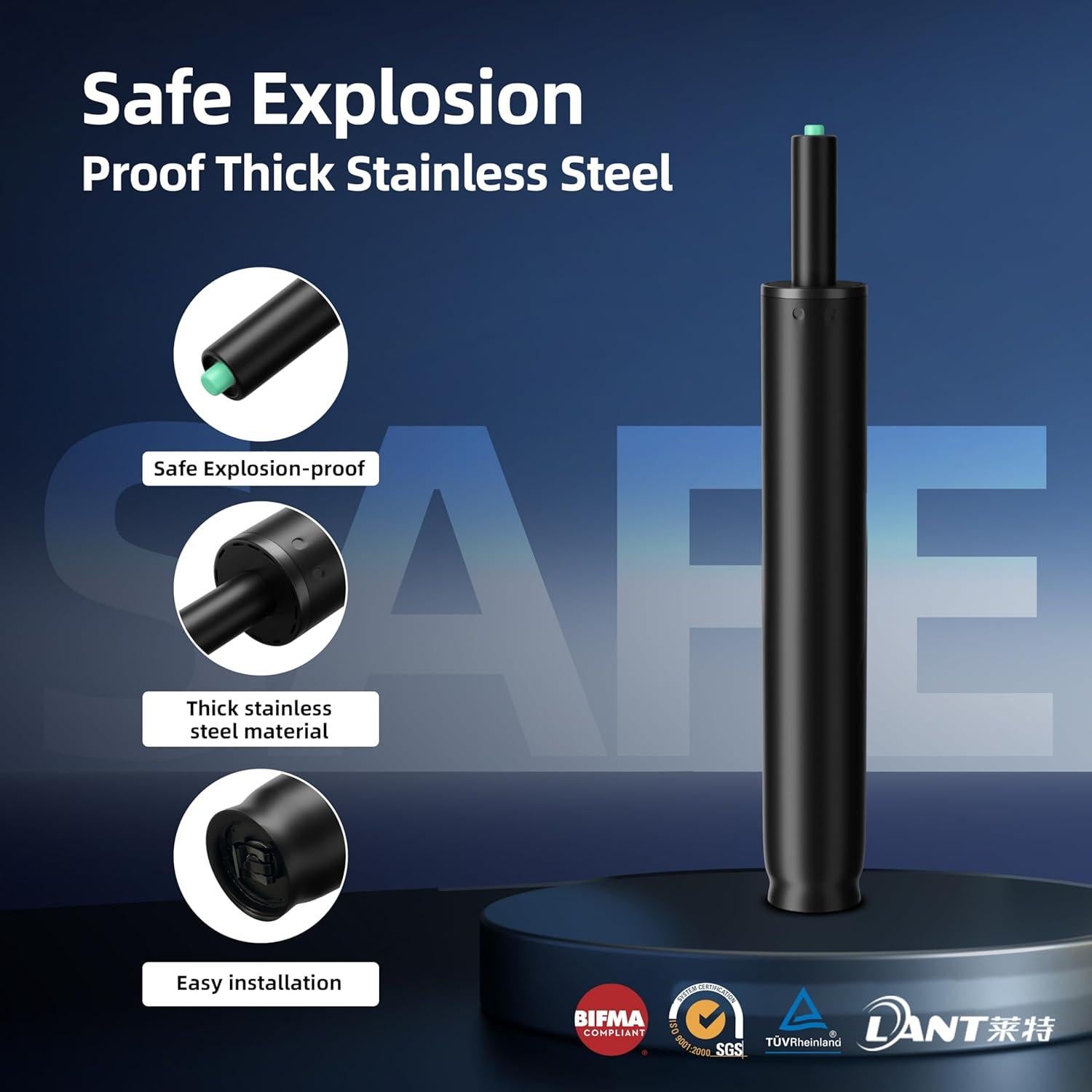 Cilindro de Elevación a Gas MASTERY MART 4" Negro Mate