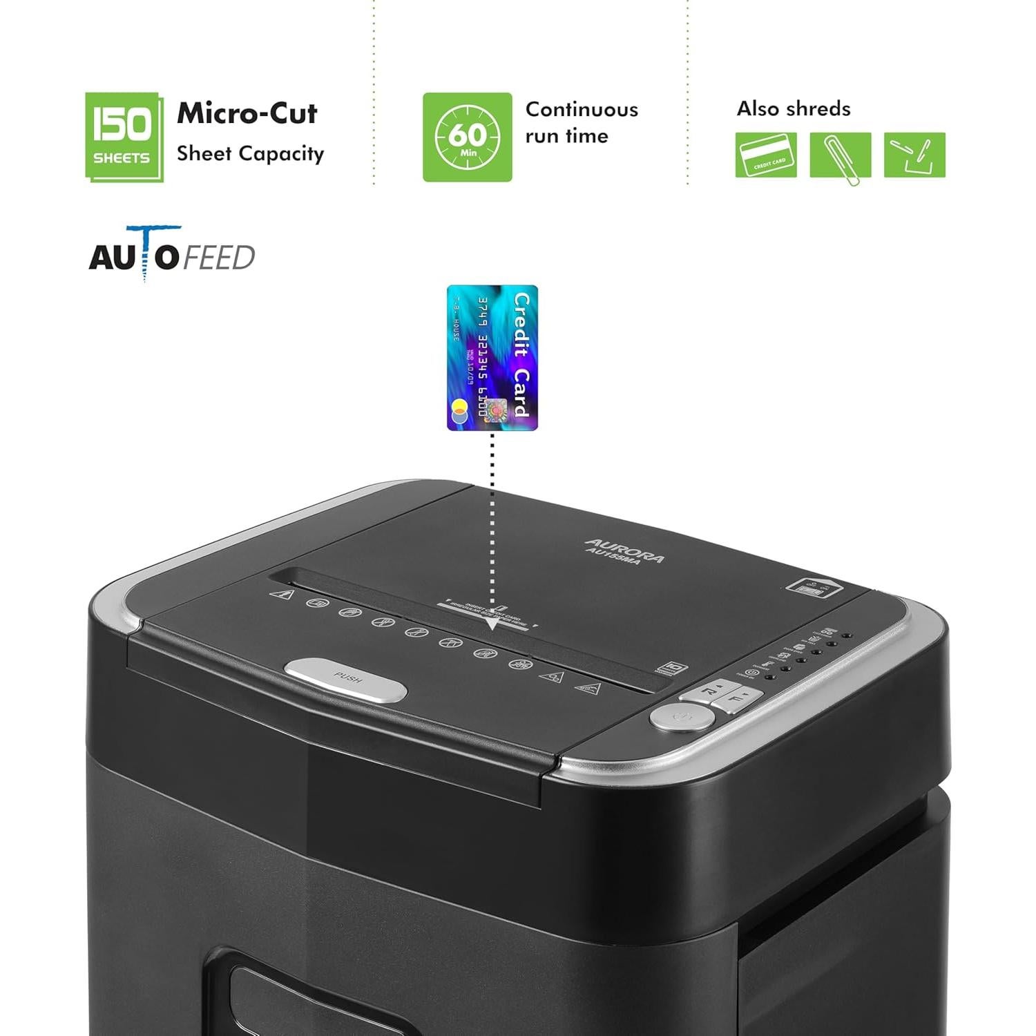 Destructora de Papel Aurora AU155MA Micro-Corte 150 Hojas