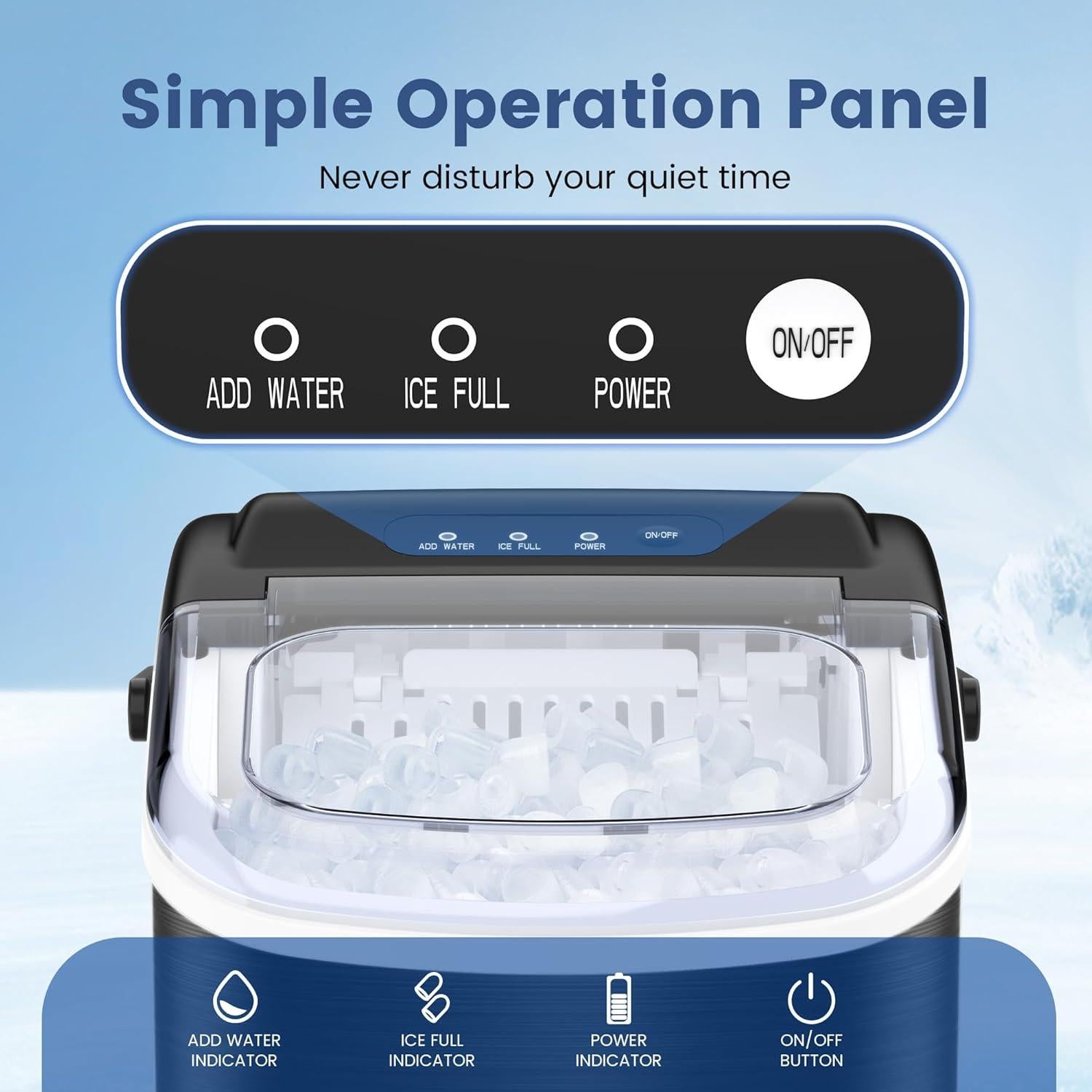 Fabricador de Hielo Electactic 12 kg/día, Auto-Limpieza, Negro