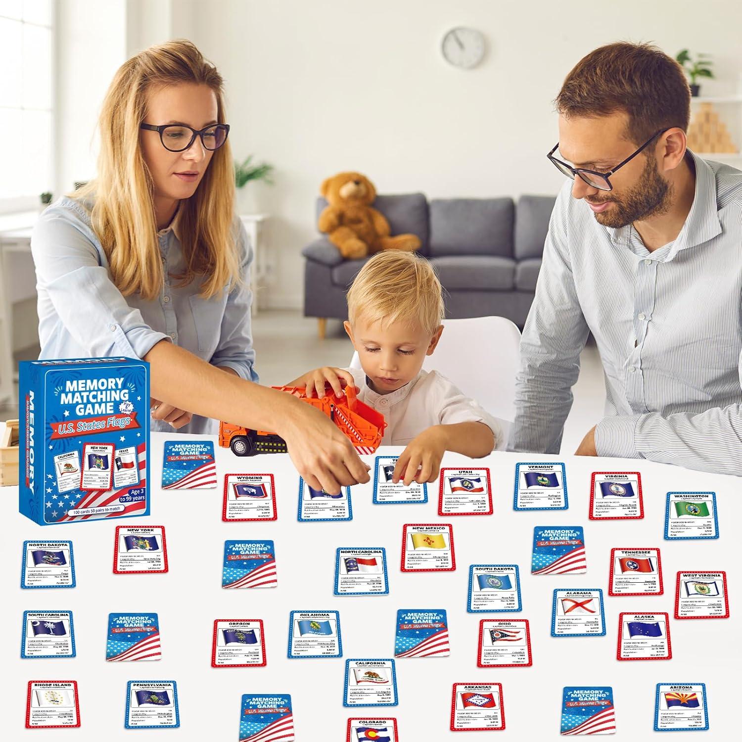 Juego de Memoria Gisgfim Banderas de EE. UU. 100 Cartas