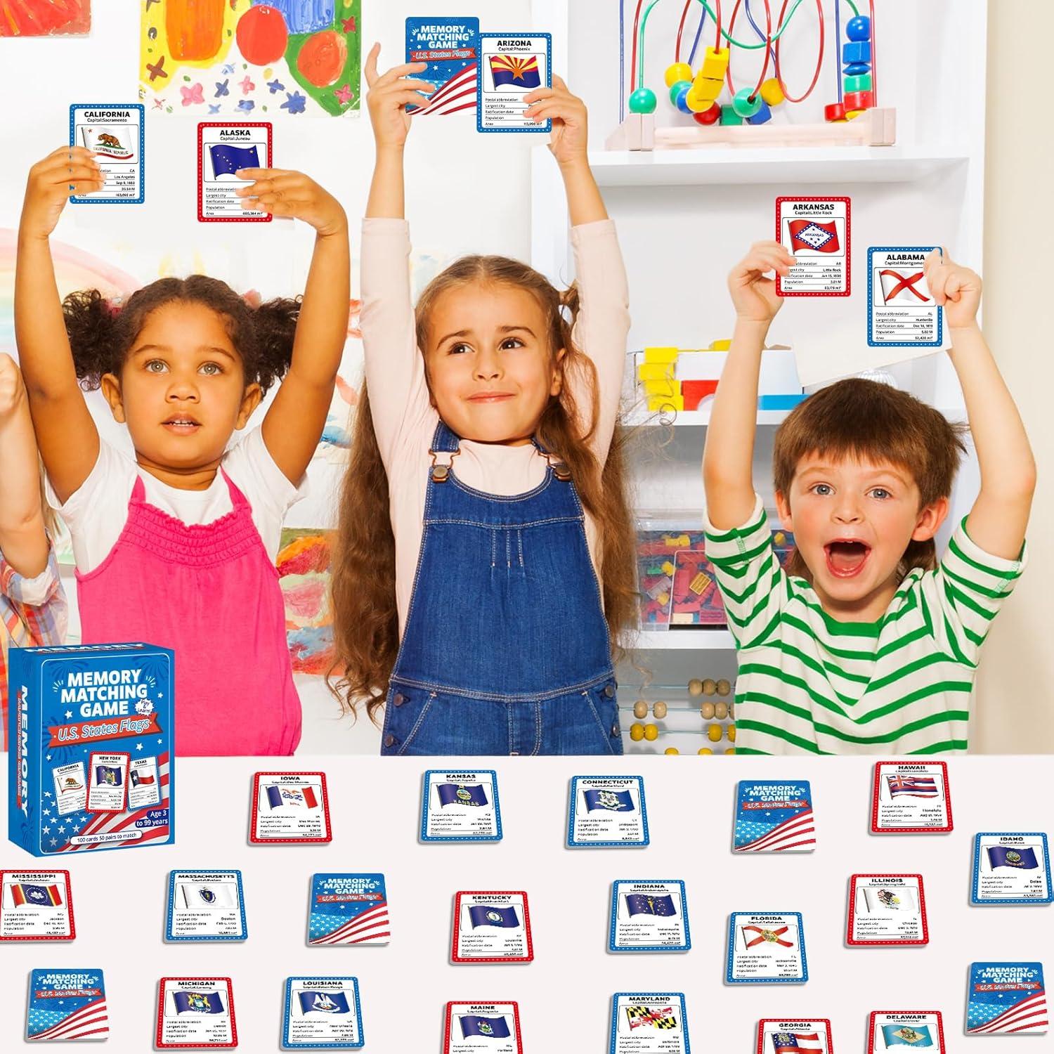 Juego de Memoria Gisgfim Banderas de EE. UU. 100 Cartas