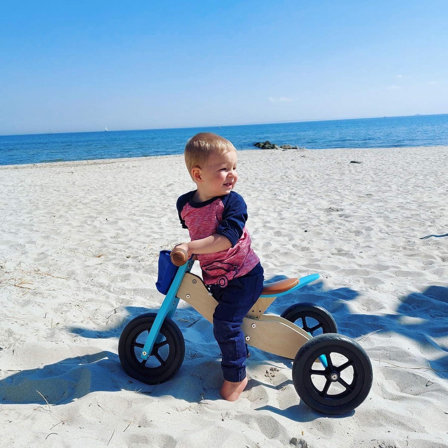 Triciclo de Madera Small Foot 2 en 1 Ajustable Turquesa