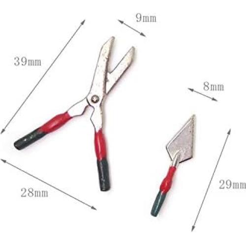 Juego de 3 Mini Herramientas de Jardín Hosfairy 1:12 Verde