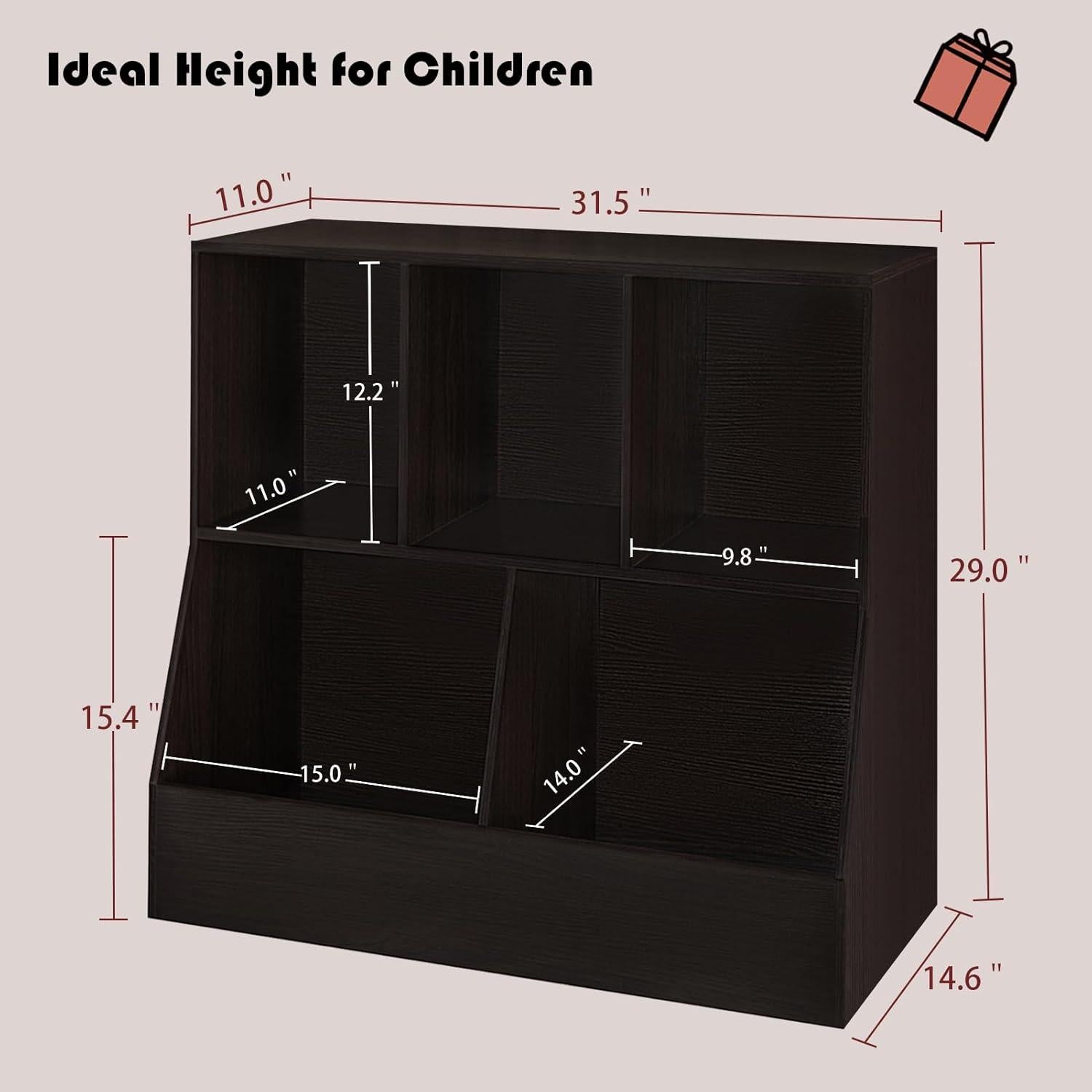 Estantería Organizador de Juguetes DINZI LVJ 5 Cubículos 80 cm Espresso
