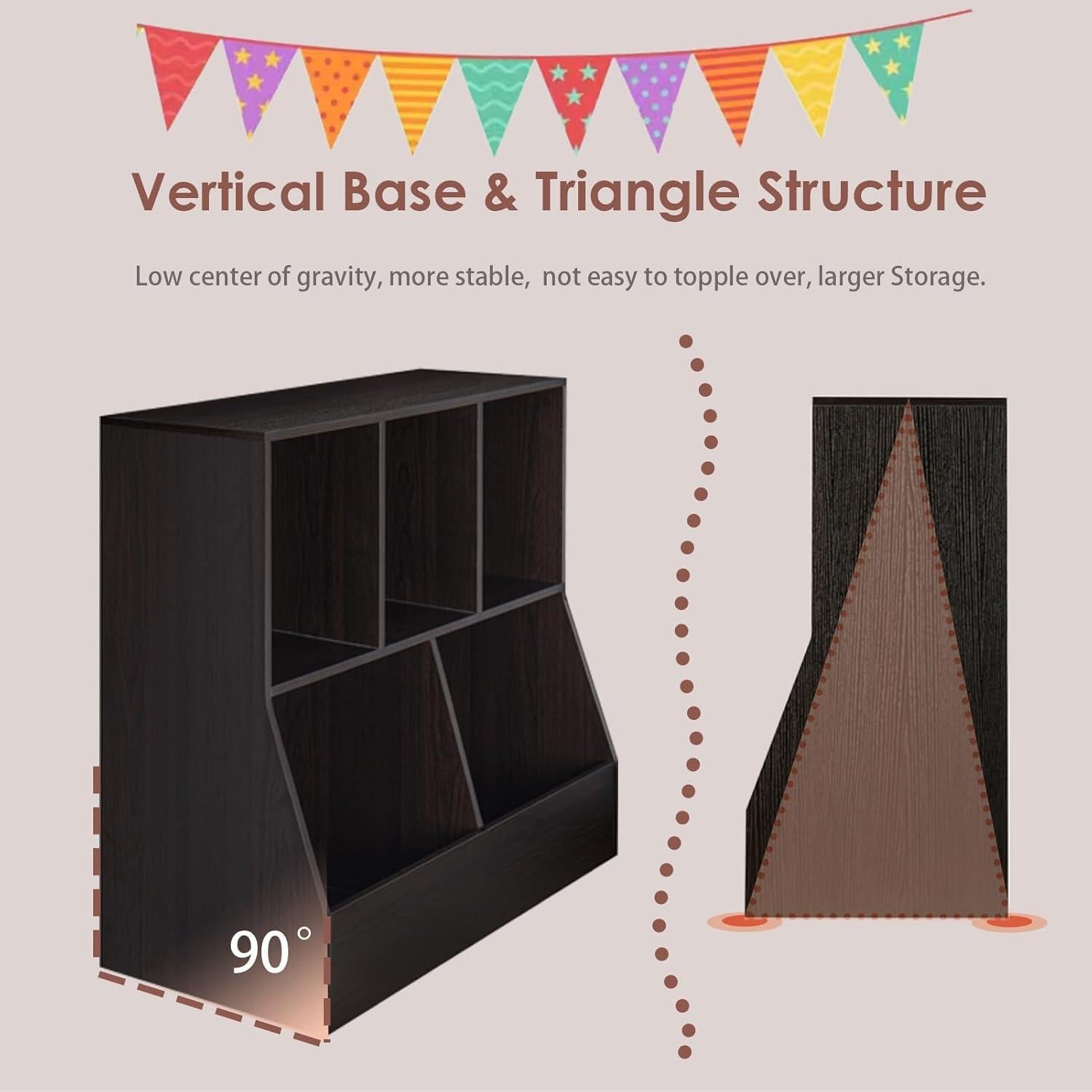 Estantería Organizador de Juguetes DINZI LVJ 5 Cubículos 80 cm Espresso