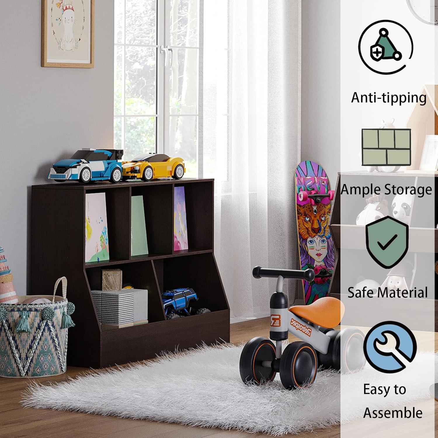 Estantería Organizador de Juguetes DINZI LVJ 5 Cubículos 80 cm Espresso