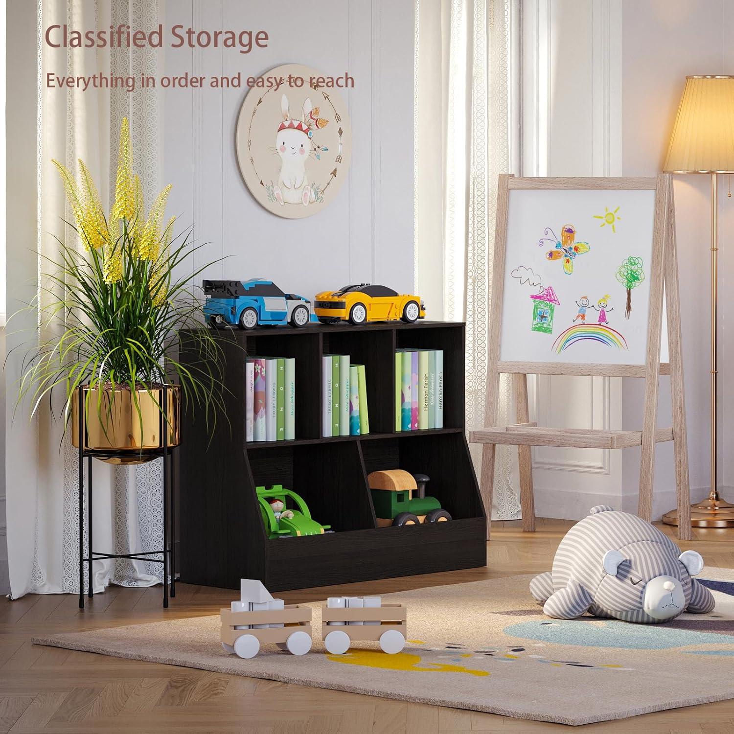 Estantería Organizador de Juguetes DINZI LVJ 5 Cubículos 80 cm Espresso